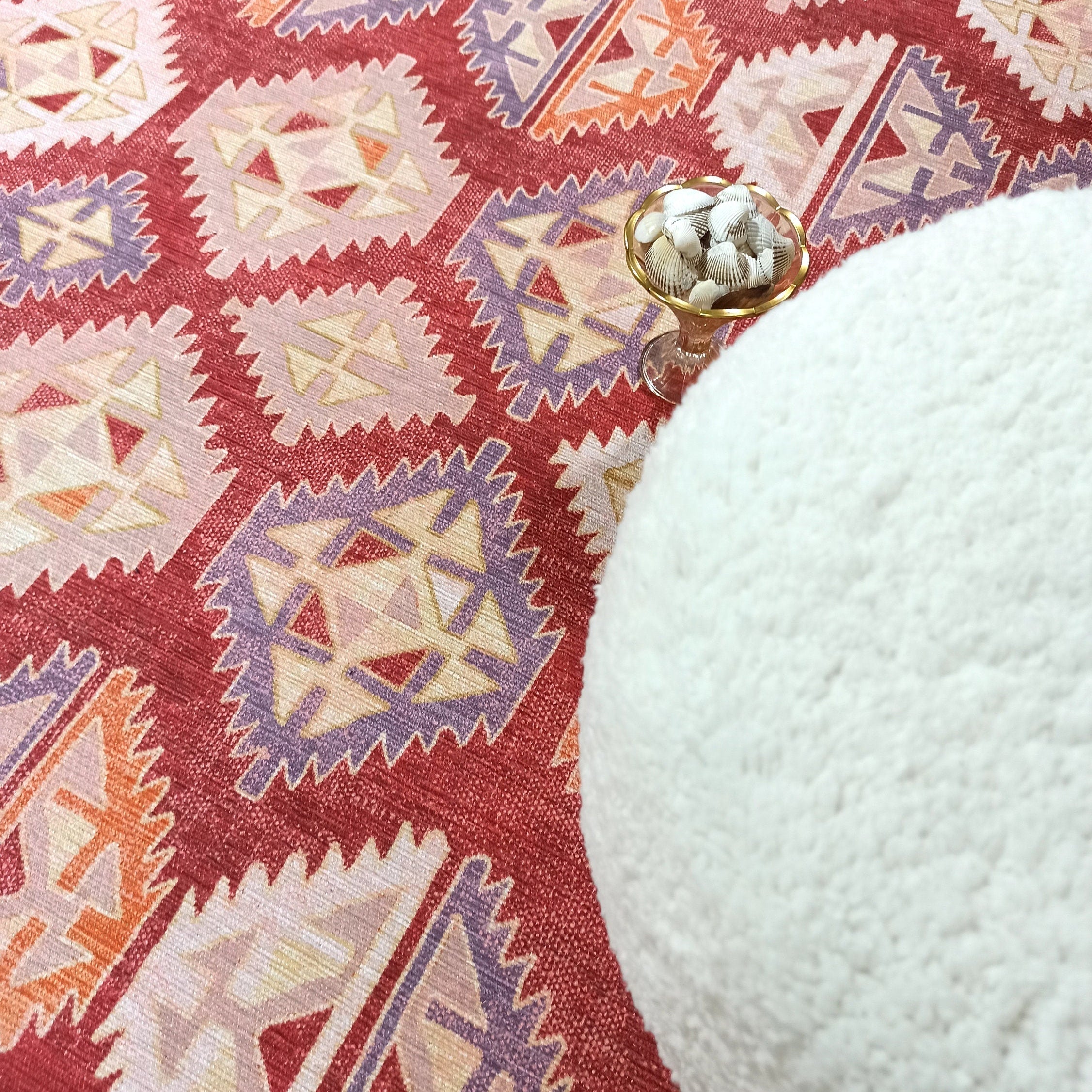 Solene Red Herki Vintage Oriental Rug