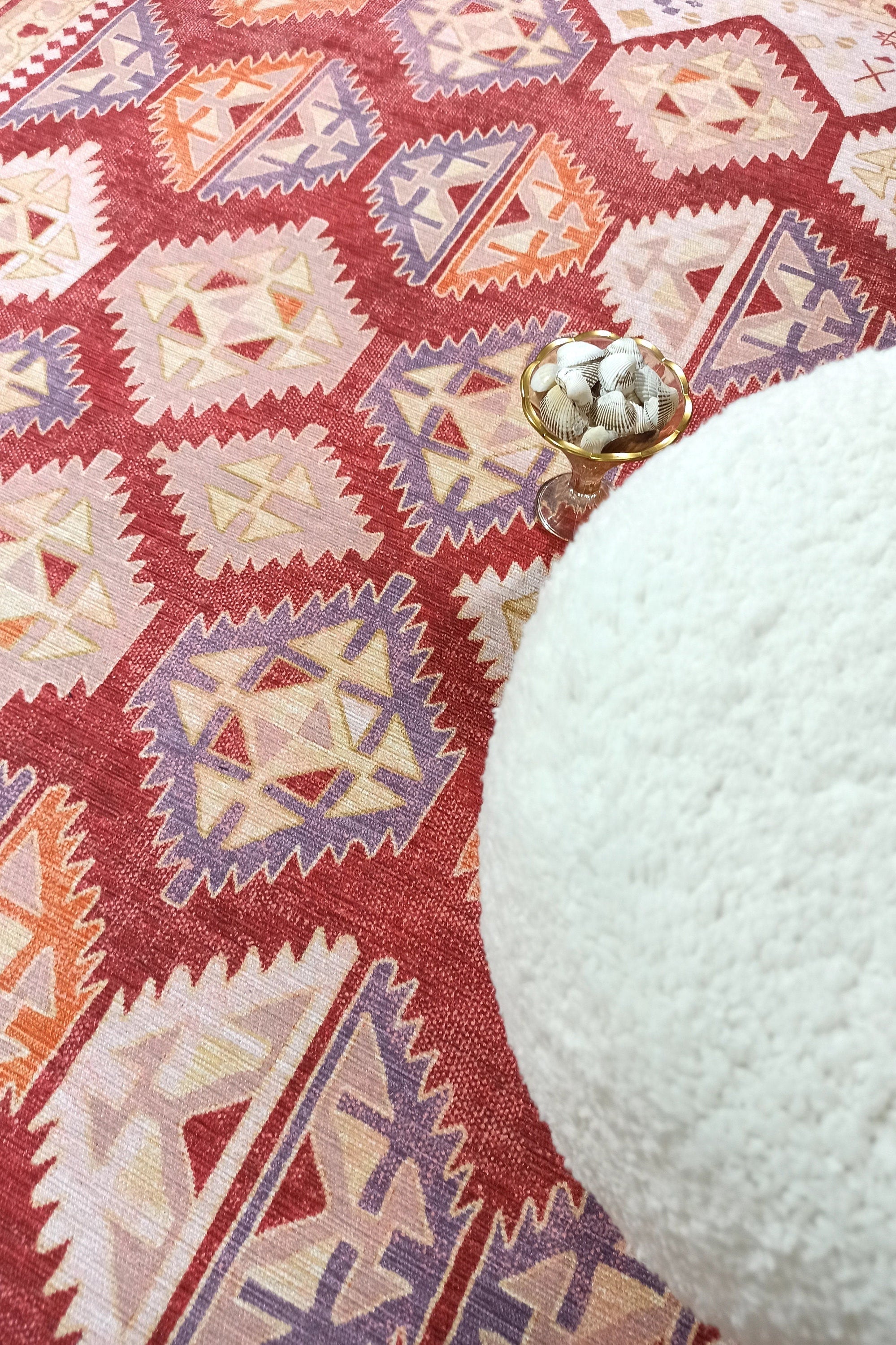 Solene Red Herki Vintage Oriental Rug