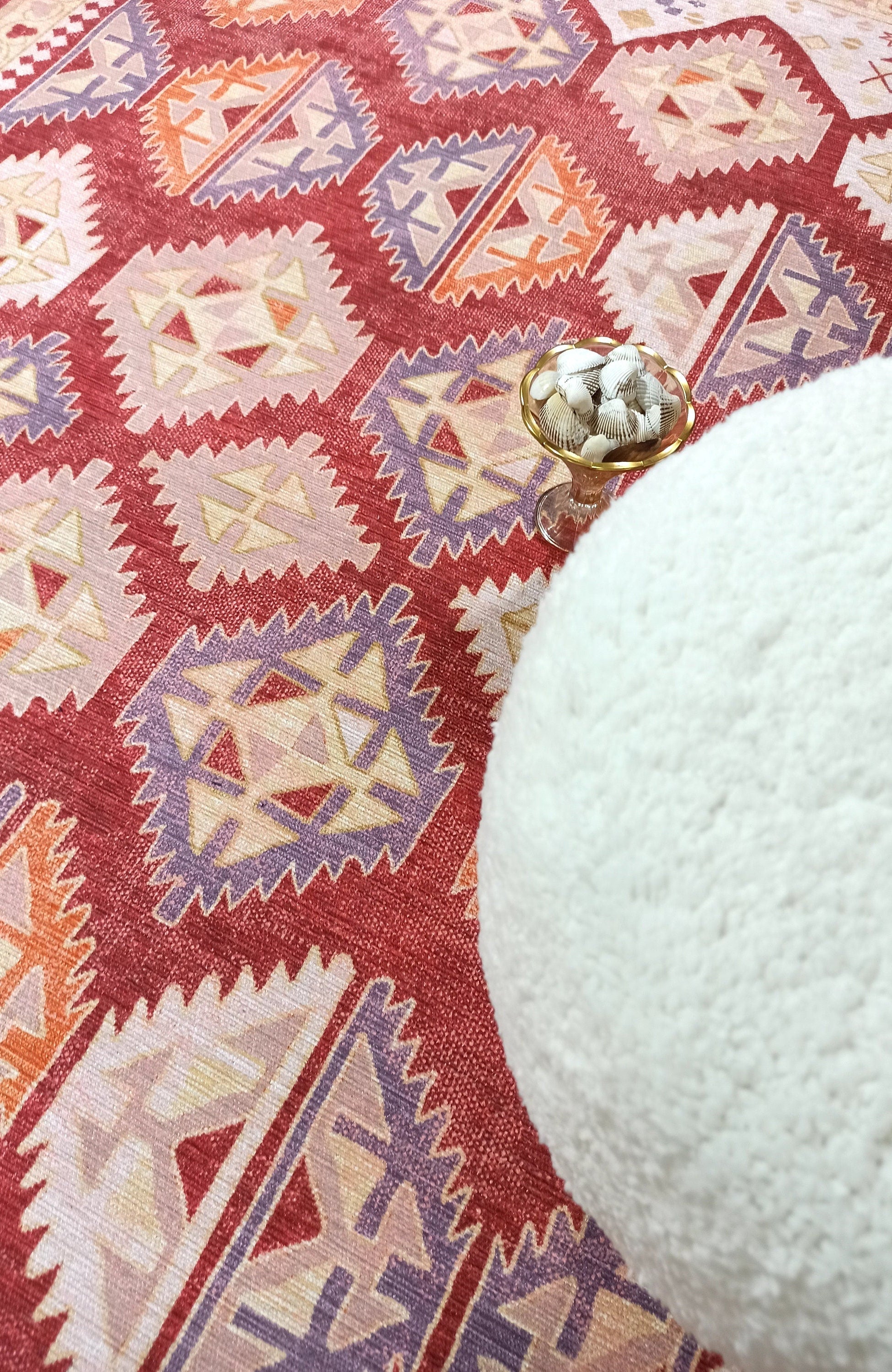 Solene Red Herki Vintage Oriental Rug