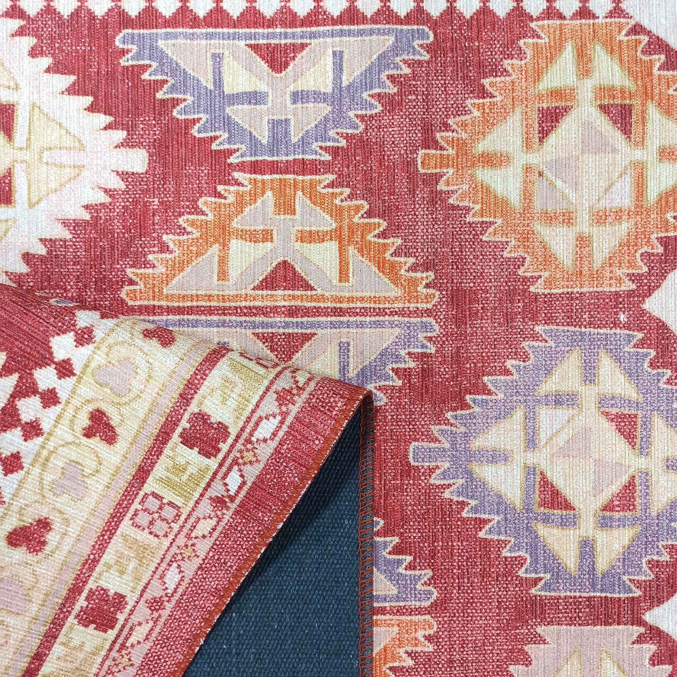 Solene Red Herki Vintage Oriental Rug
