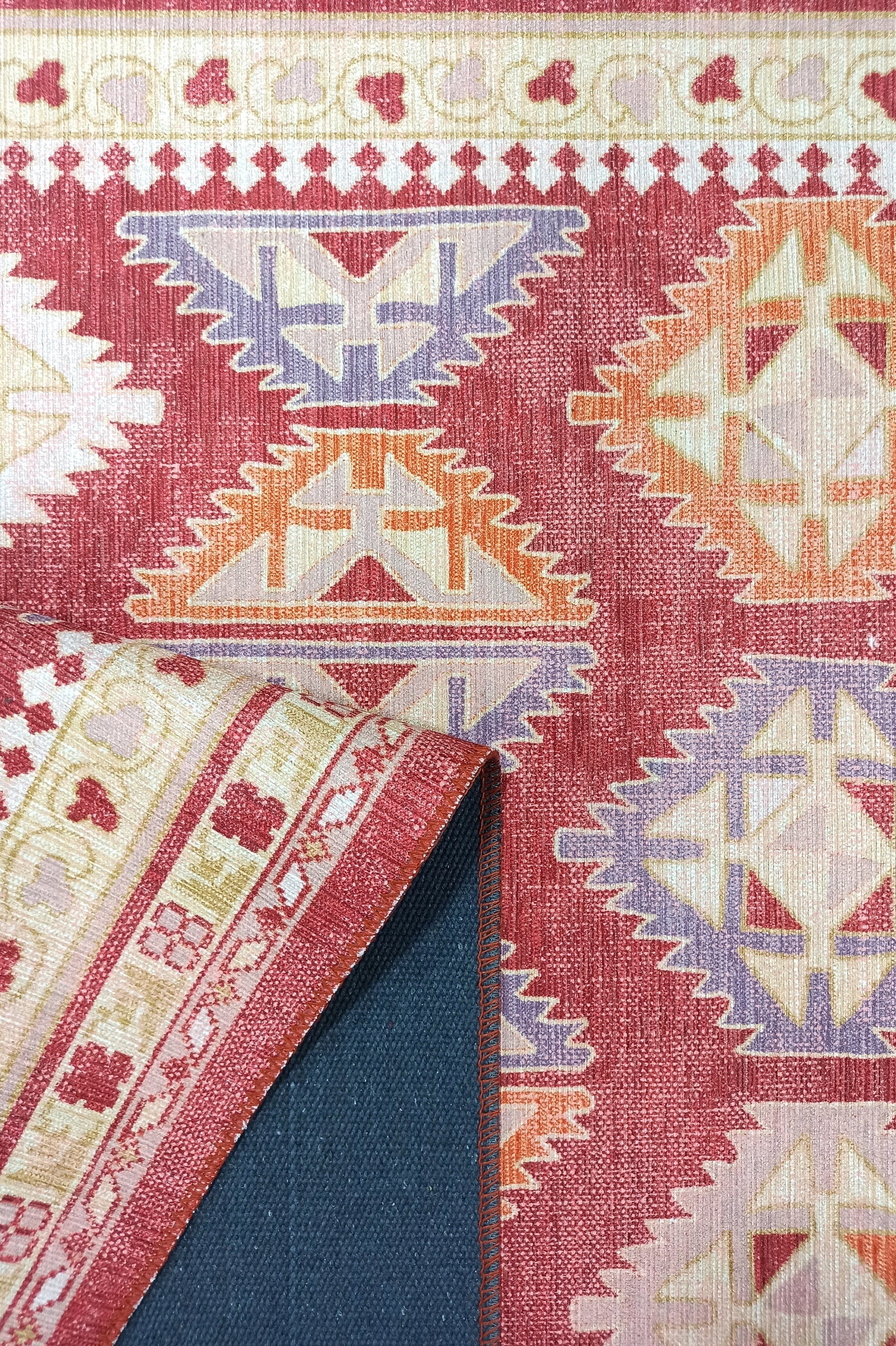 Solene Red Herki Vintage Oriental Rug