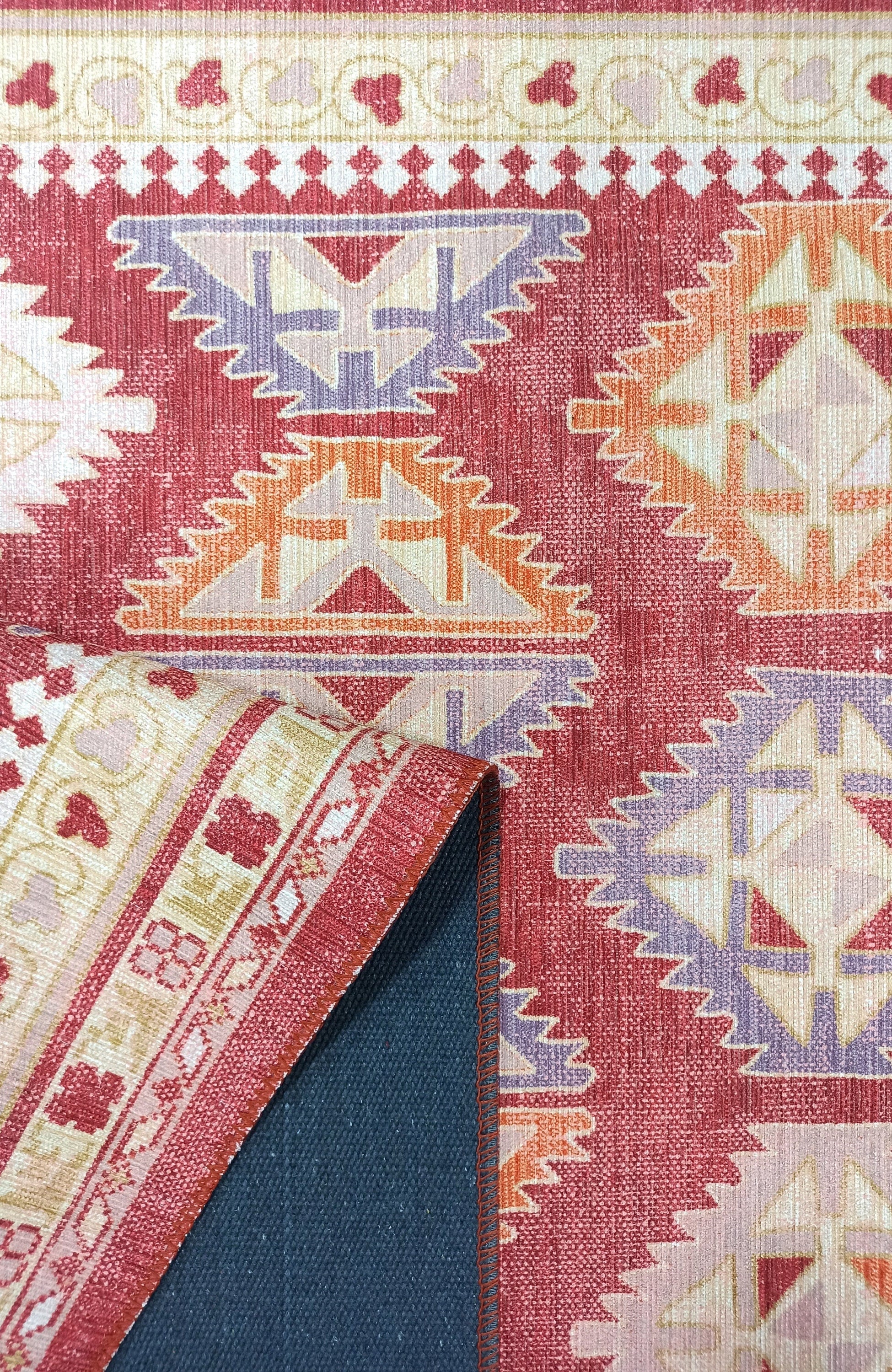 Solene Red Herki Vintage Oriental Rug