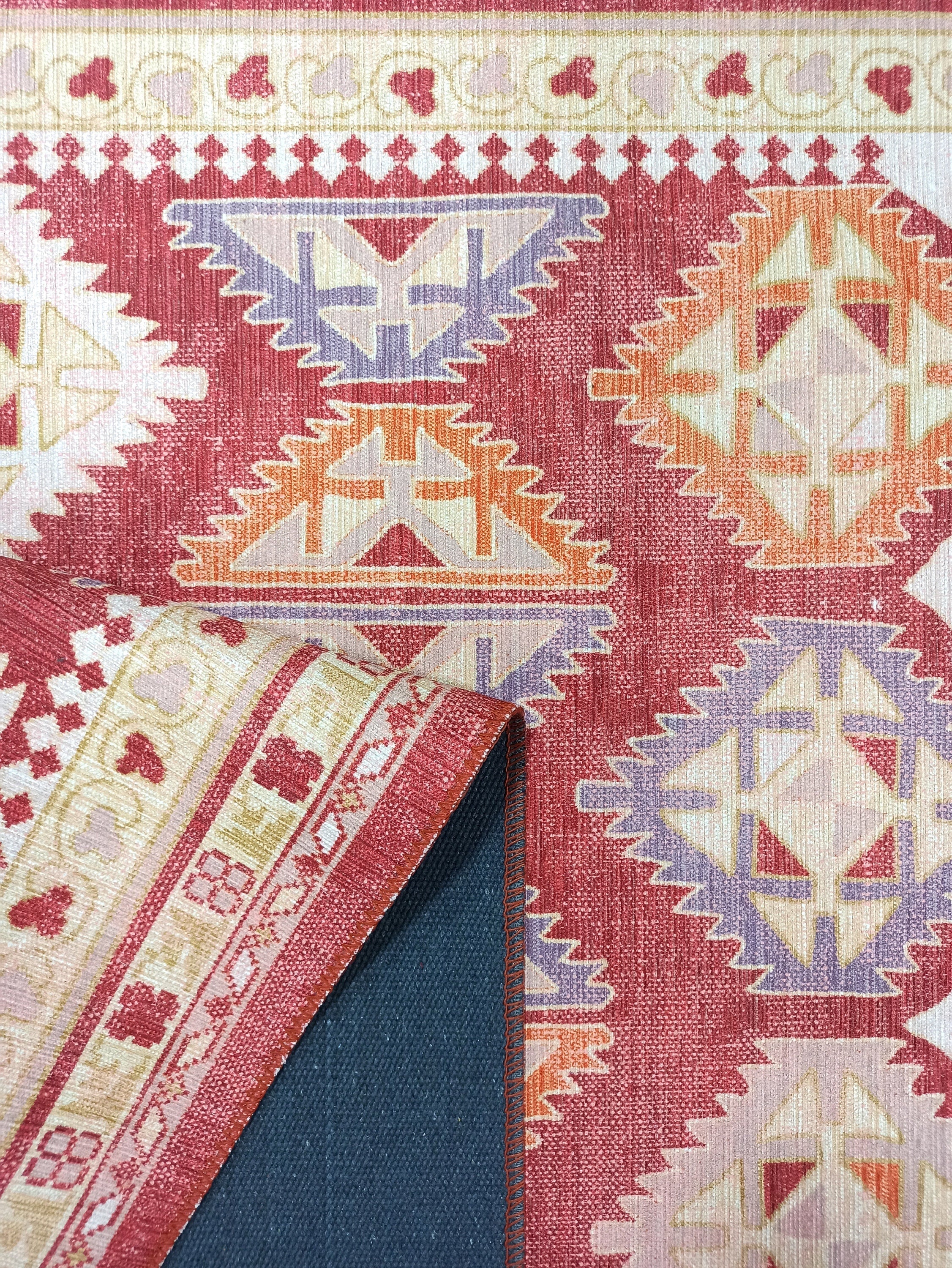 Solene Red Herki Vintage Oriental Rug