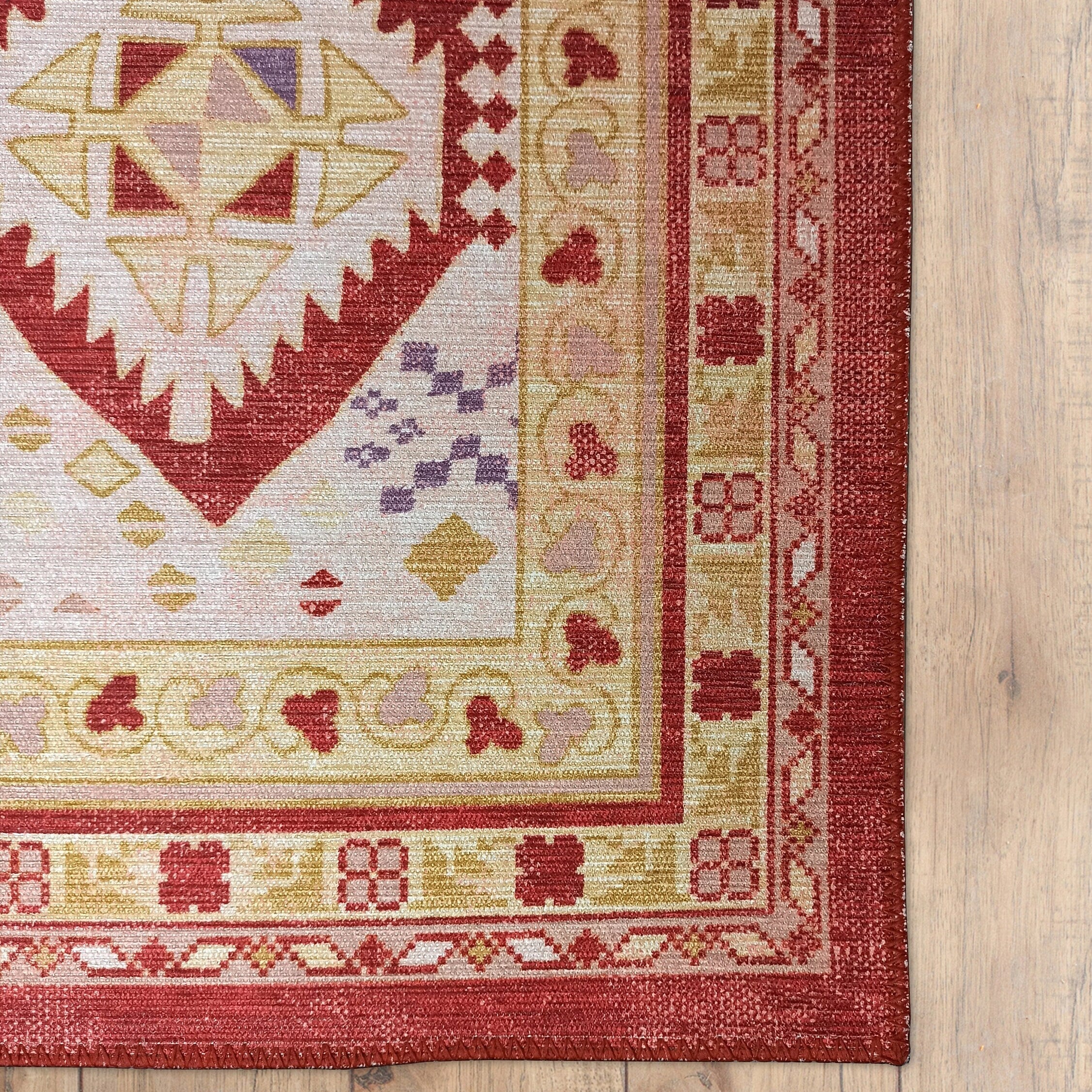 Solene Red Herki Vintage Oriental Rug