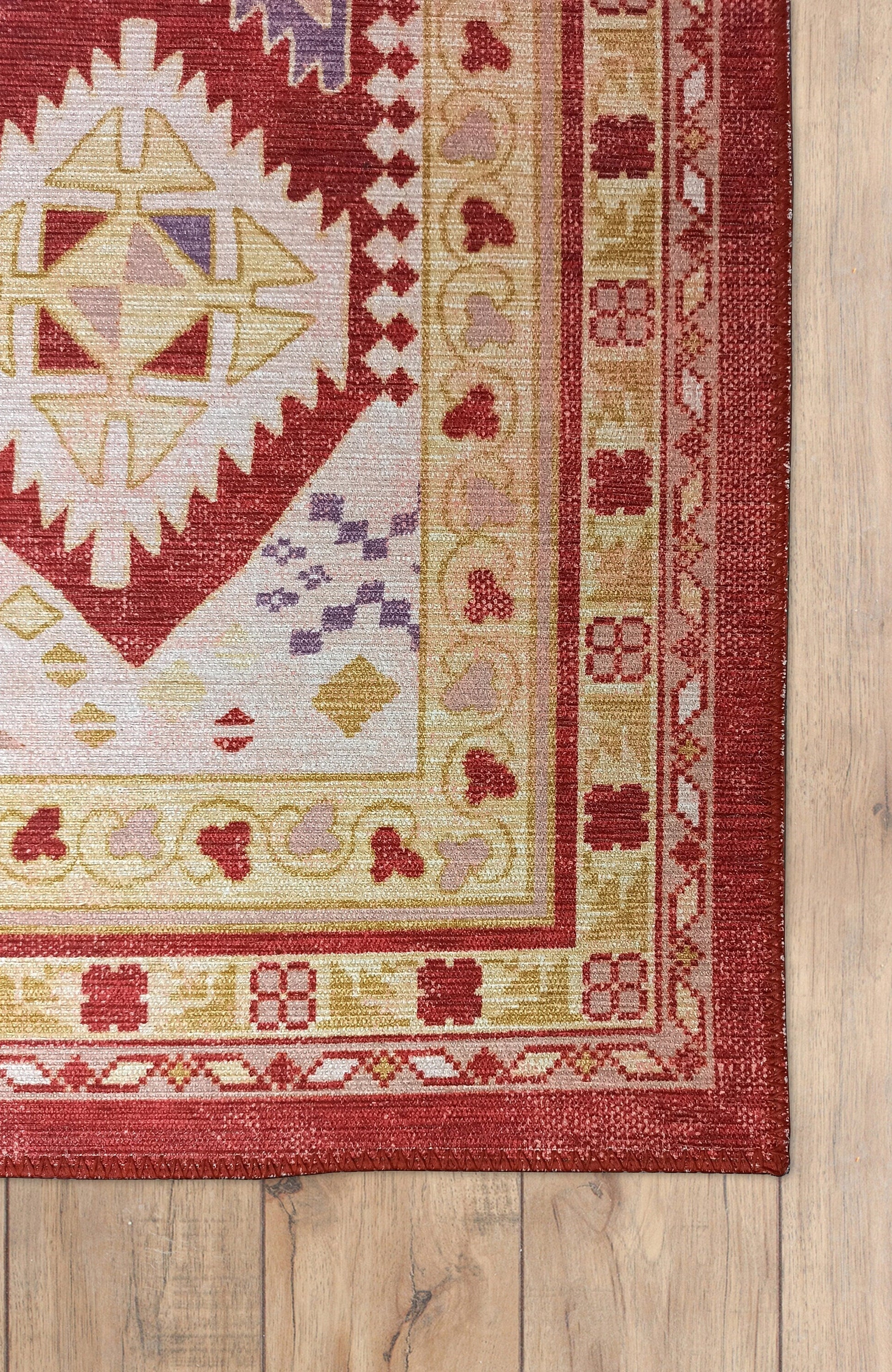Solene Red Herki Vintage Oriental Rug