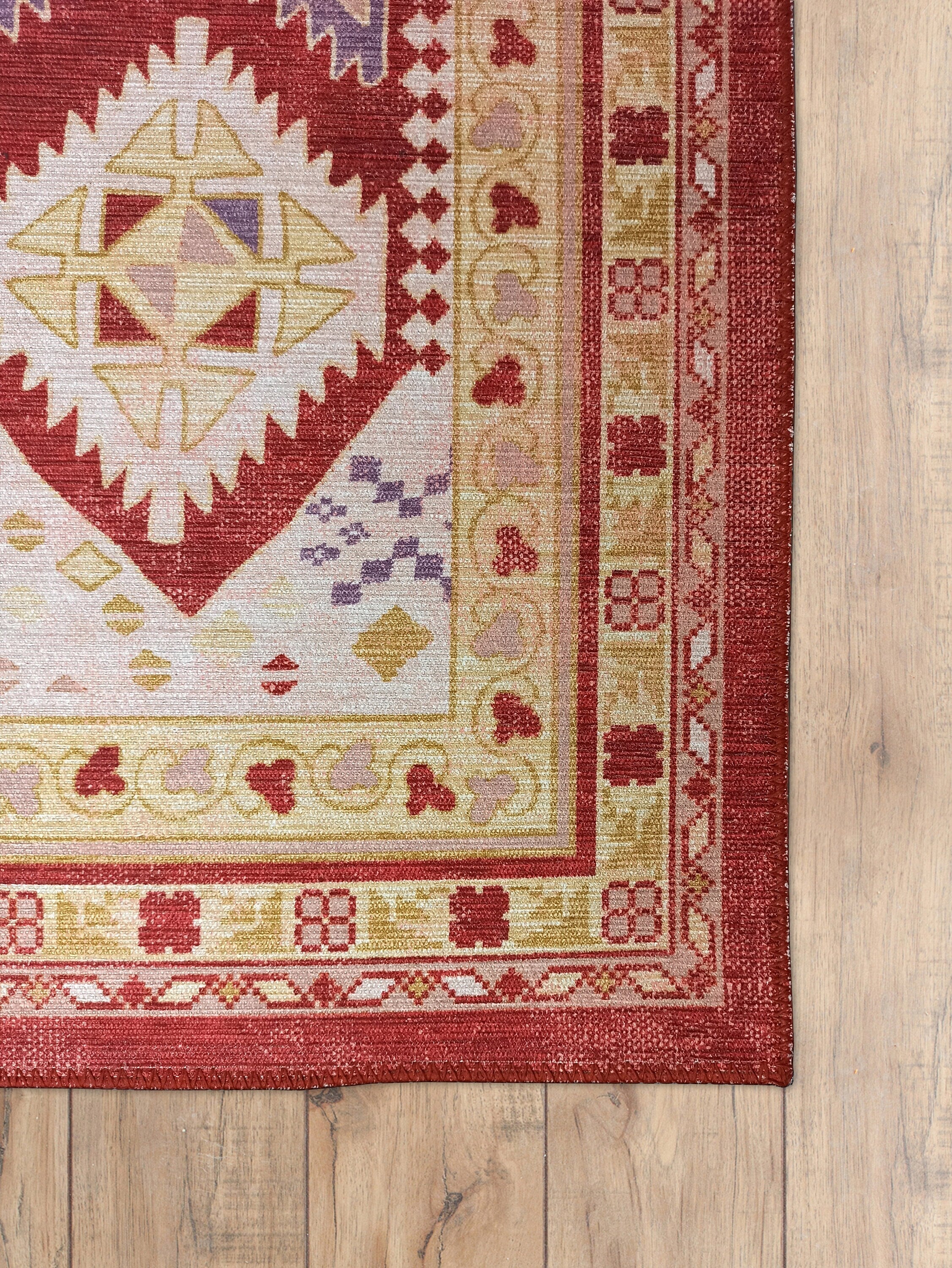 Solene Red Herki Vintage Oriental Rug