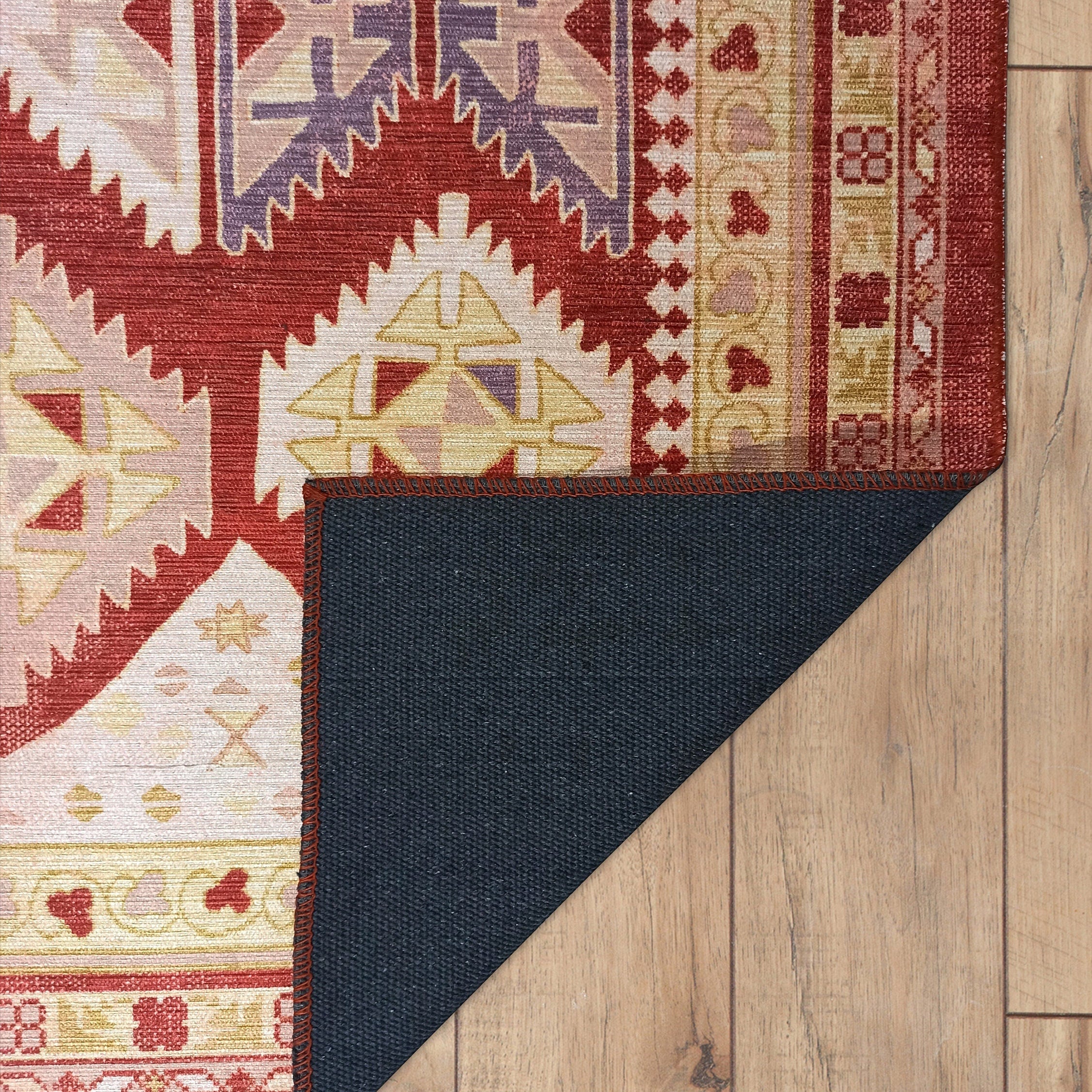 Solene Red Herki Vintage Oriental Rug