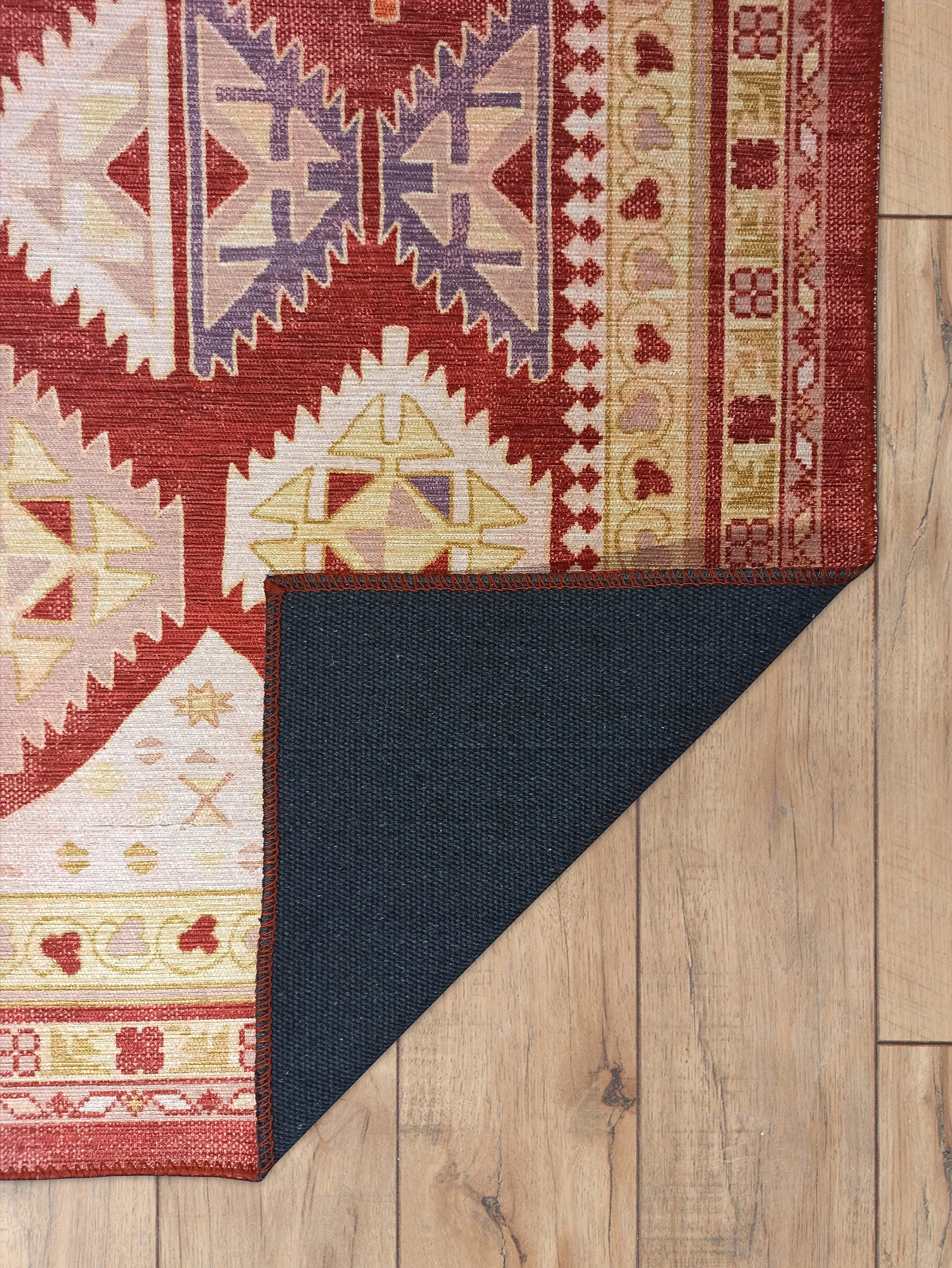 Solene Red Herki Vintage Oriental Rug