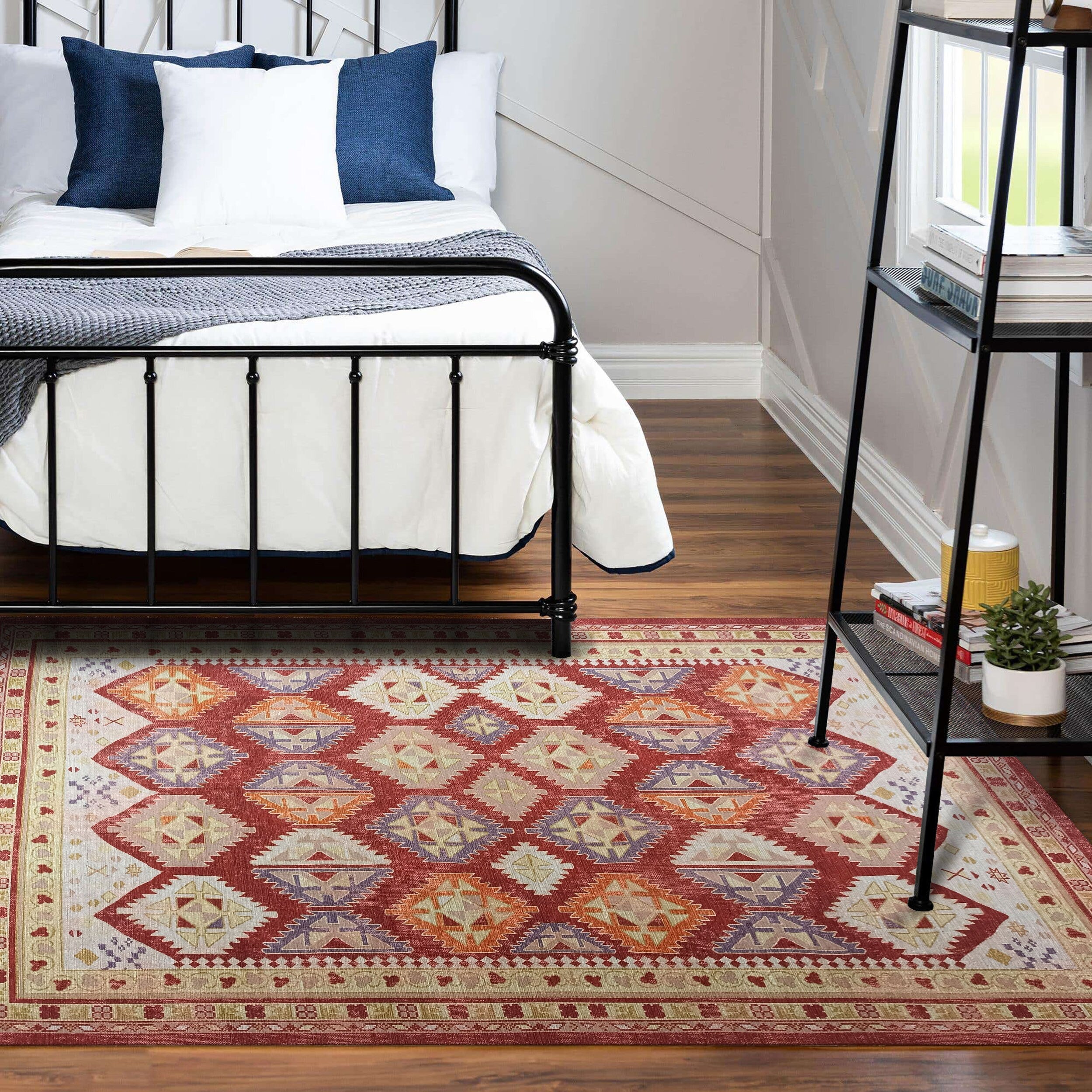 Solene Red Herki Vintage Oriental Rug