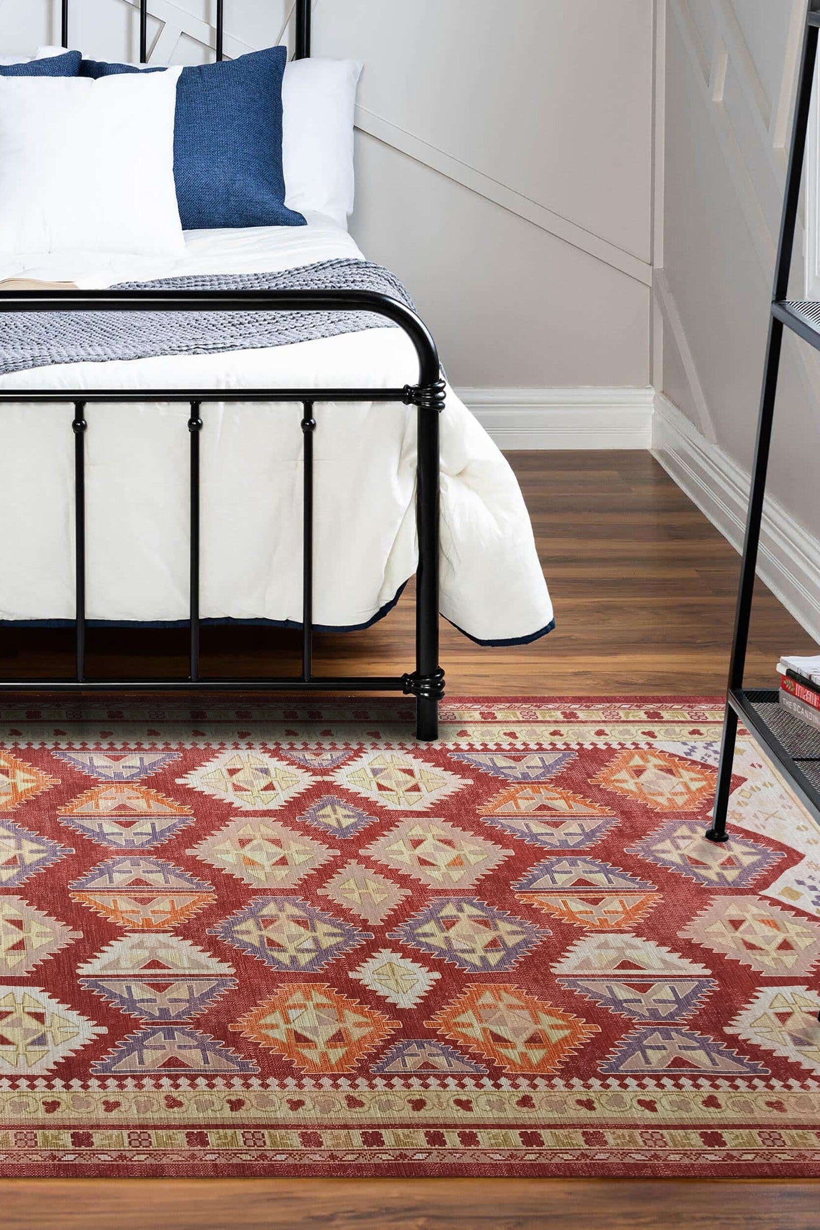 Solene Red Herki Vintage Oriental Rug