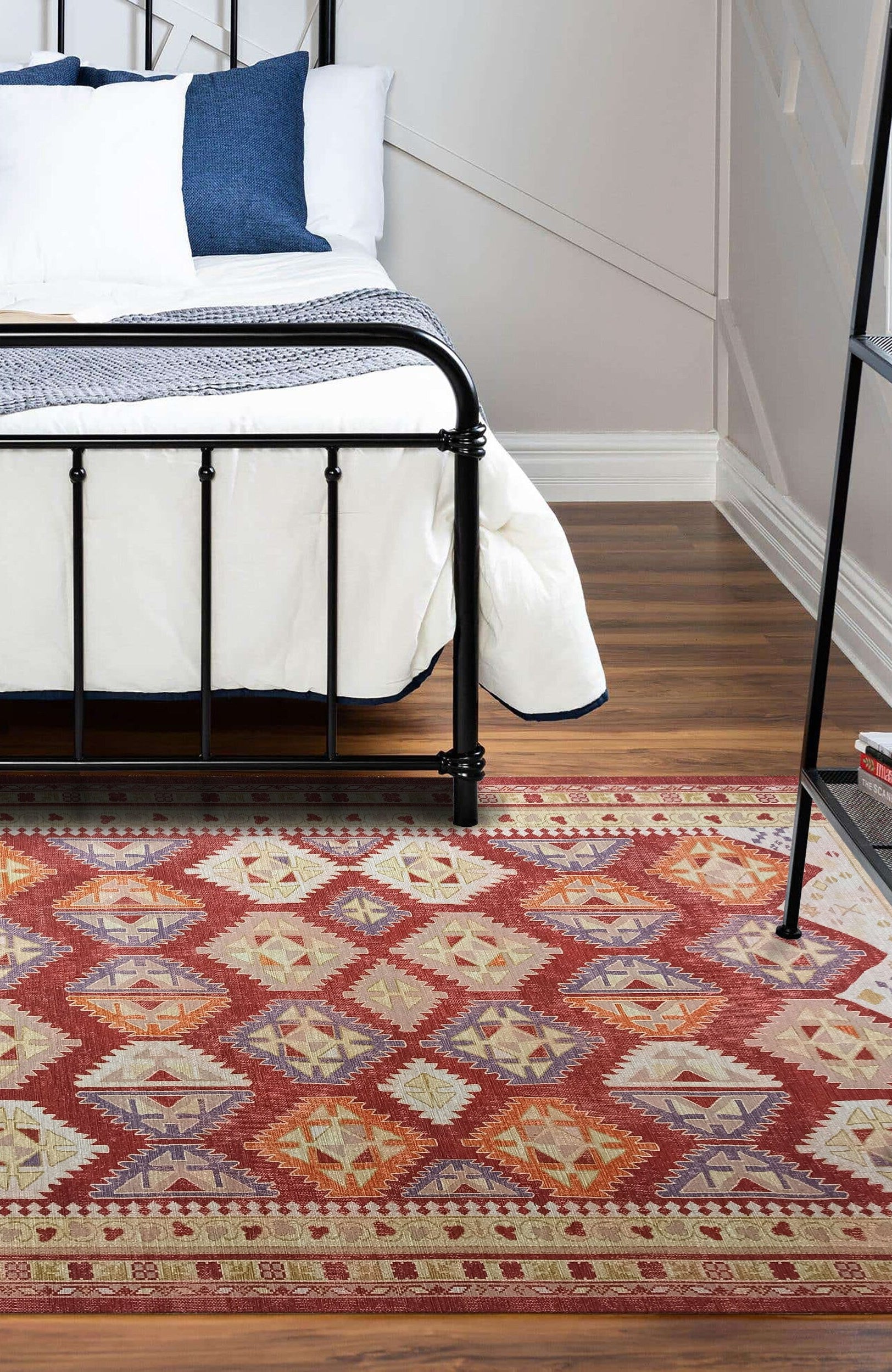 Solene Red Herki Vintage Oriental Rug