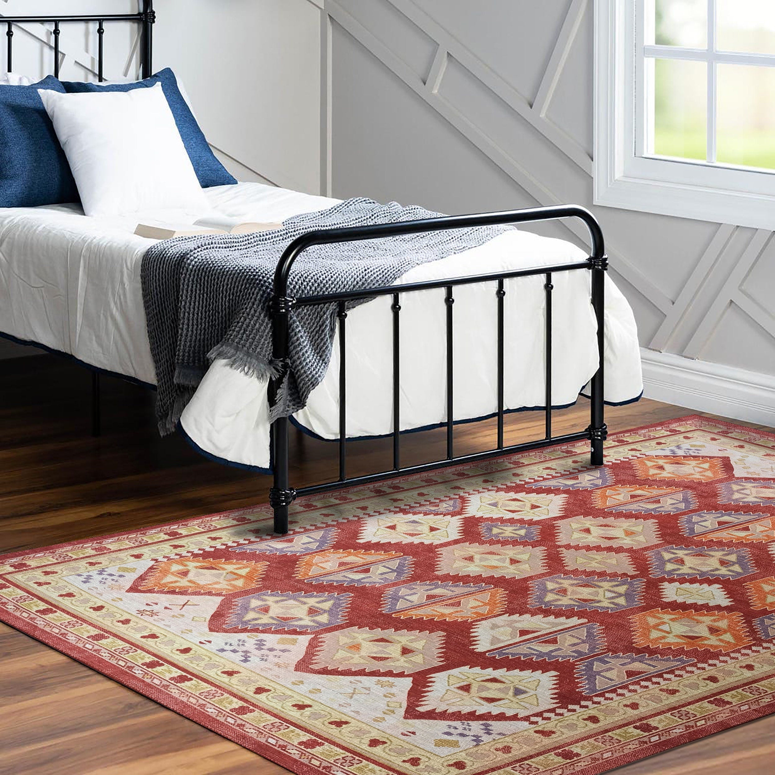 Solene Red Herki Vintage Oriental Rug