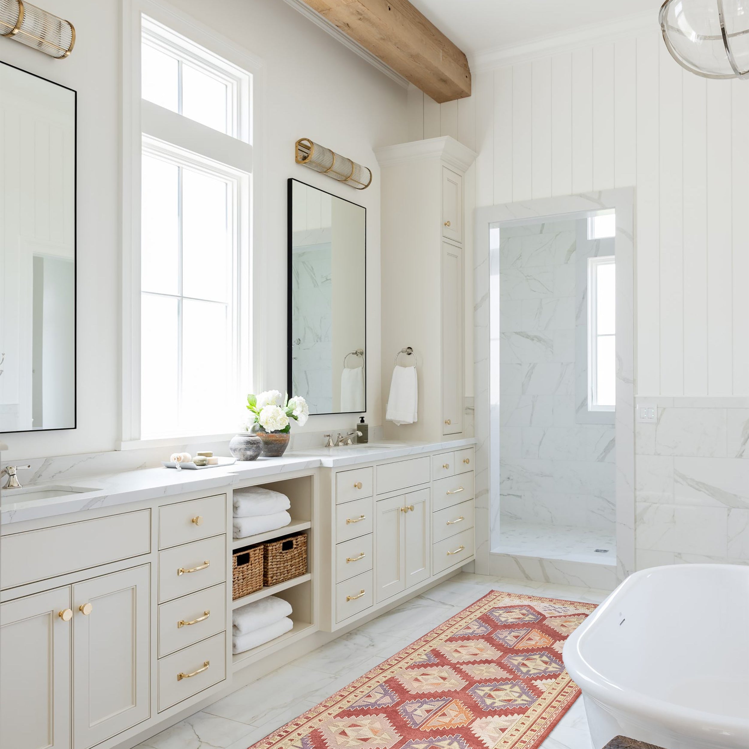 Solene Red Herki Vintage Oriental Rug