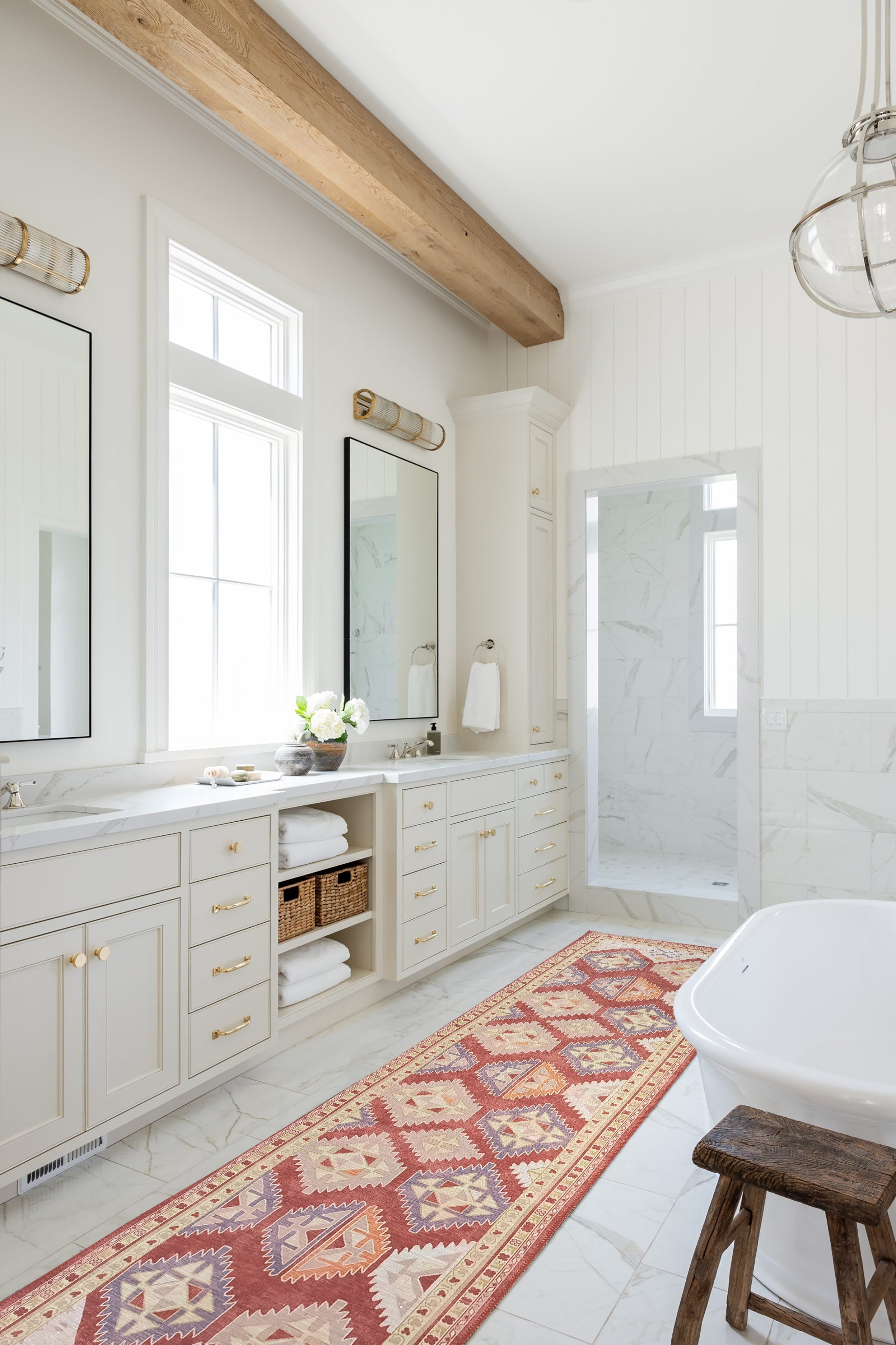 Solene Red Herki Vintage Oriental Rug