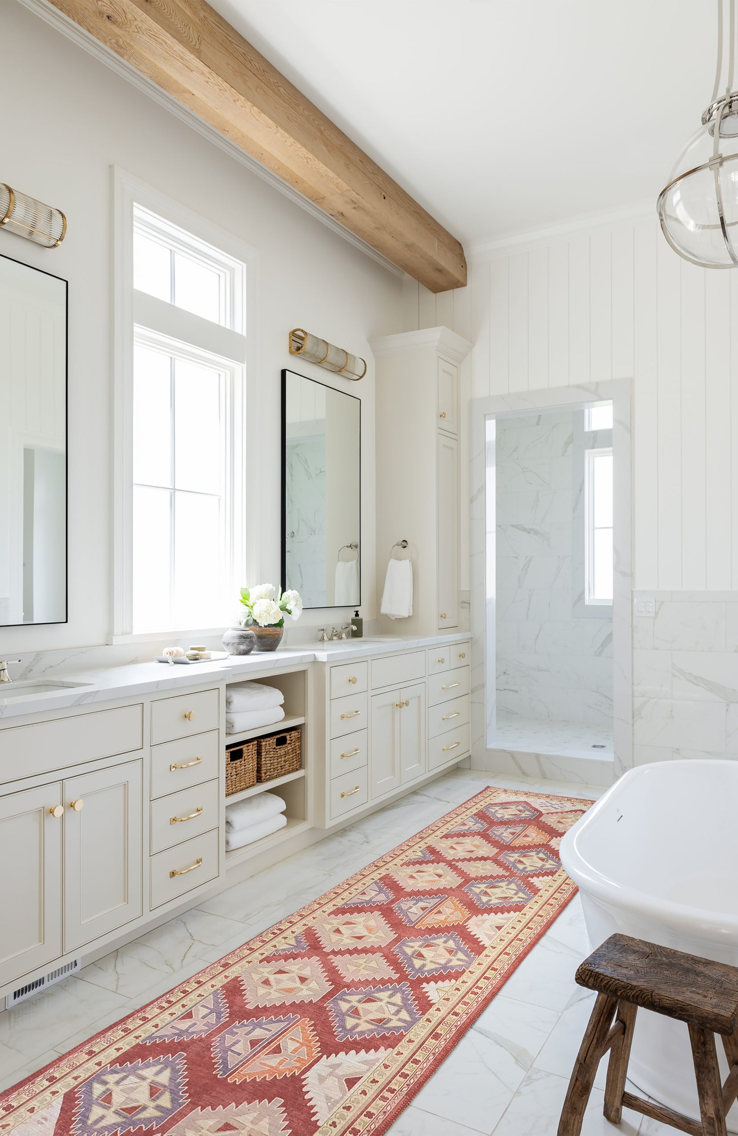 Solene Red Herki Vintage Oriental Rug