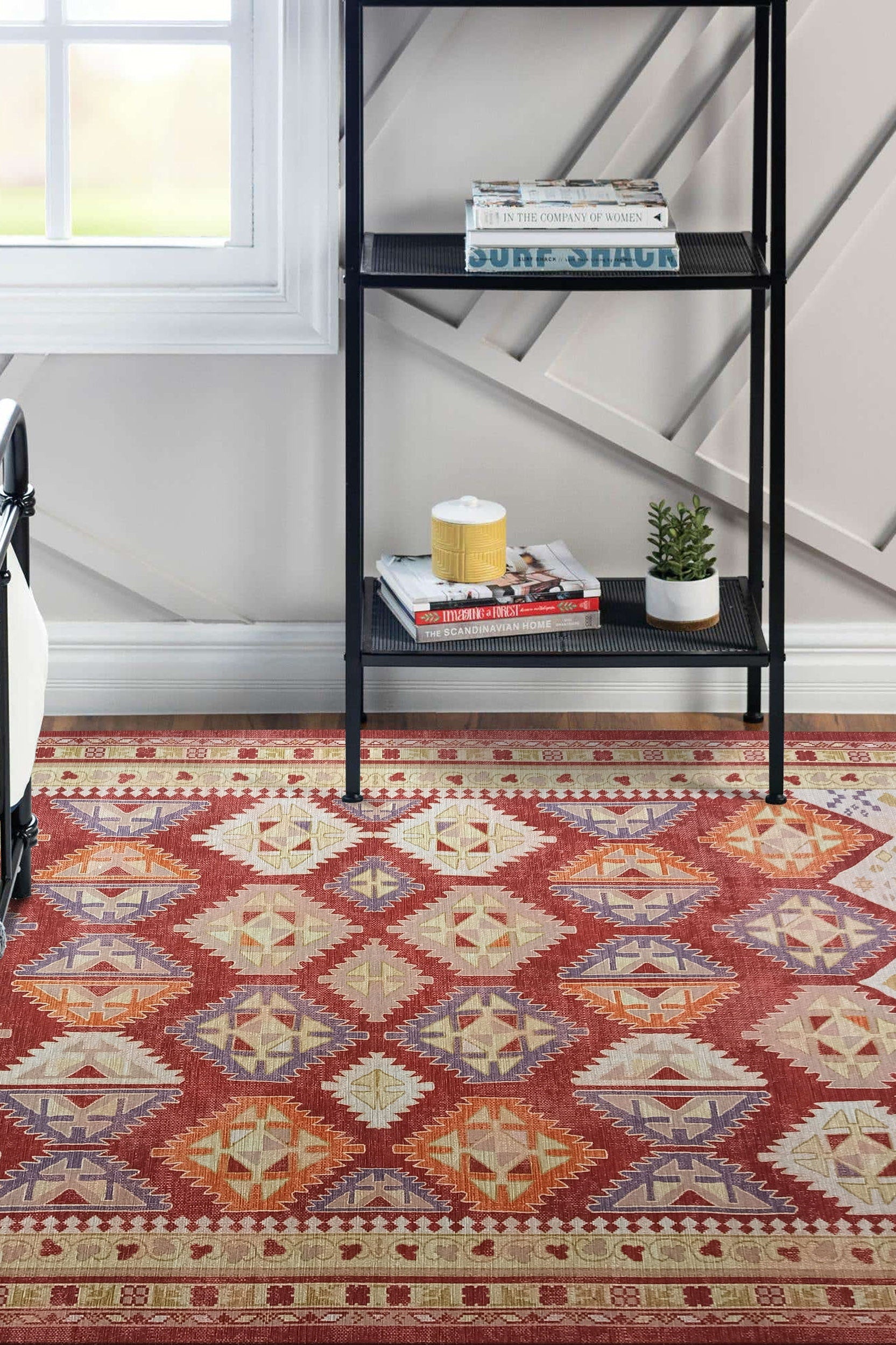 Solene Red Herki Vintage Oriental Rug