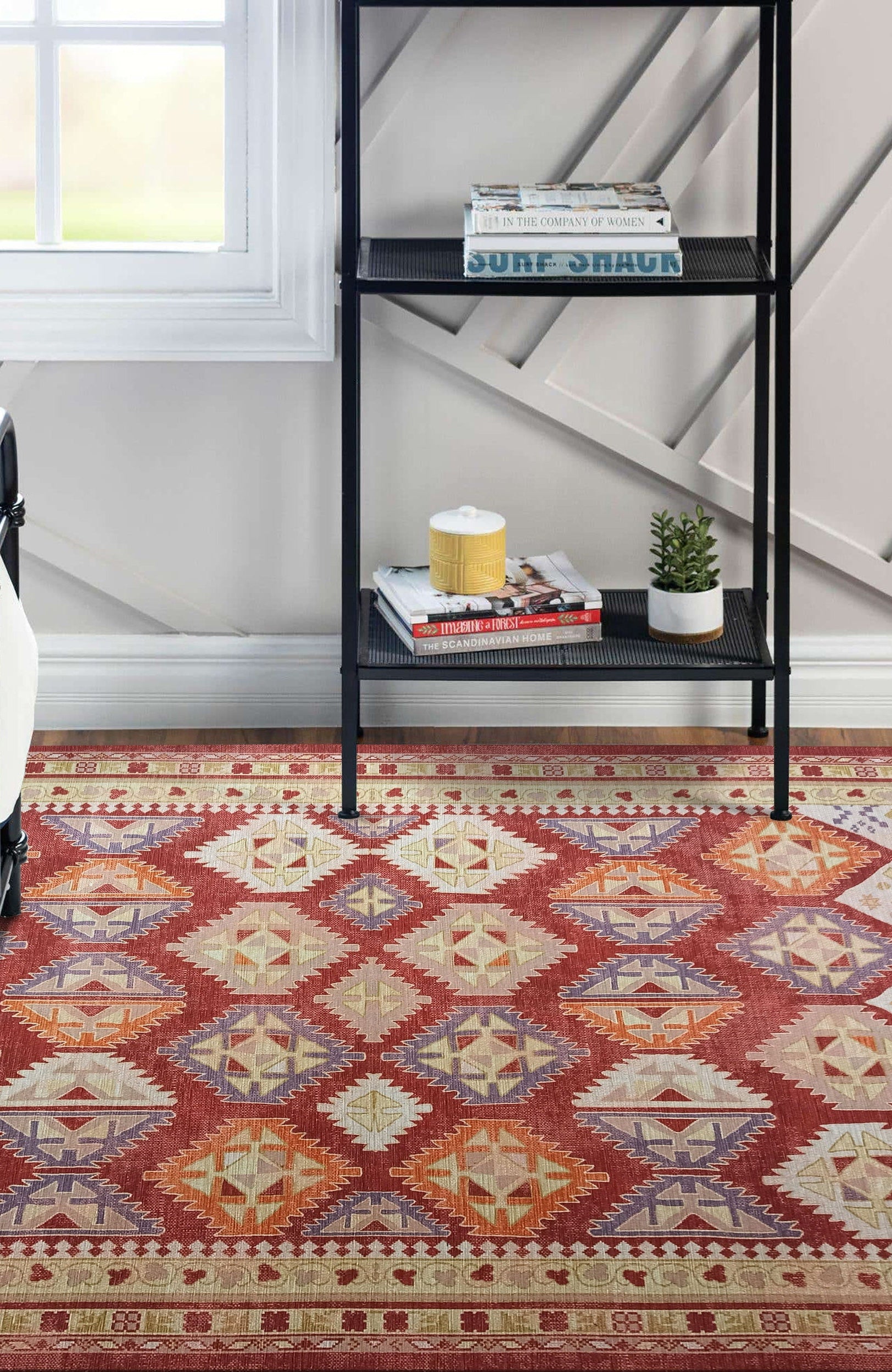 Solene Red Herki Vintage Oriental Rug