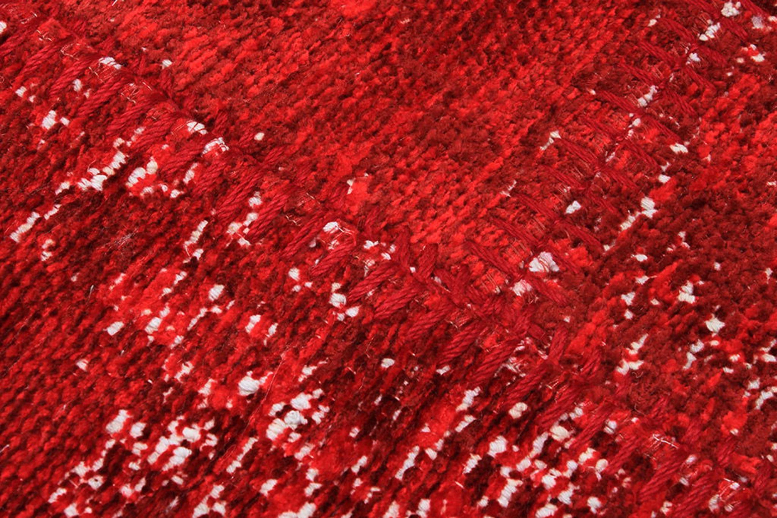 Zelia Red Distressed Patchwork Vintage Rug