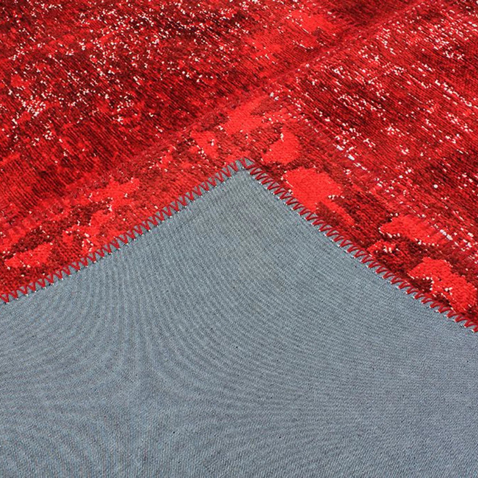 Zelia Red Distressed Patchwork Vintage Rug
