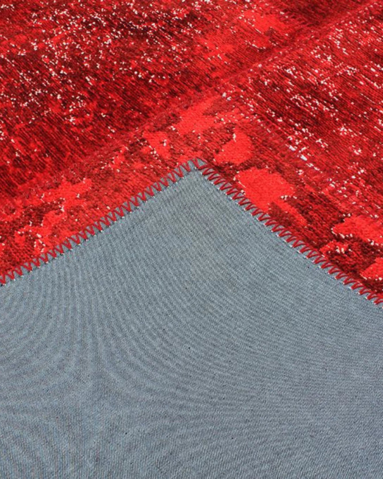 Zelia Red Distressed Patchwork Vintage Rug