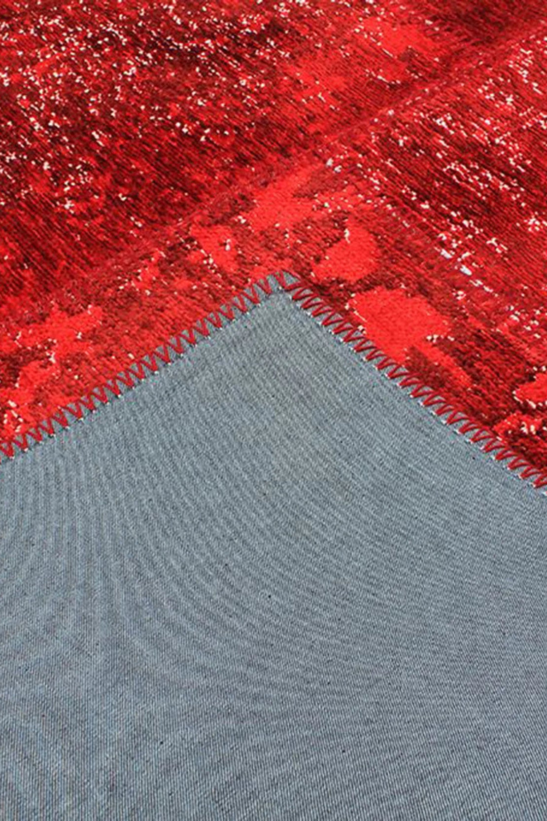 Zelia Red Distressed Patchwork Vintage Rug