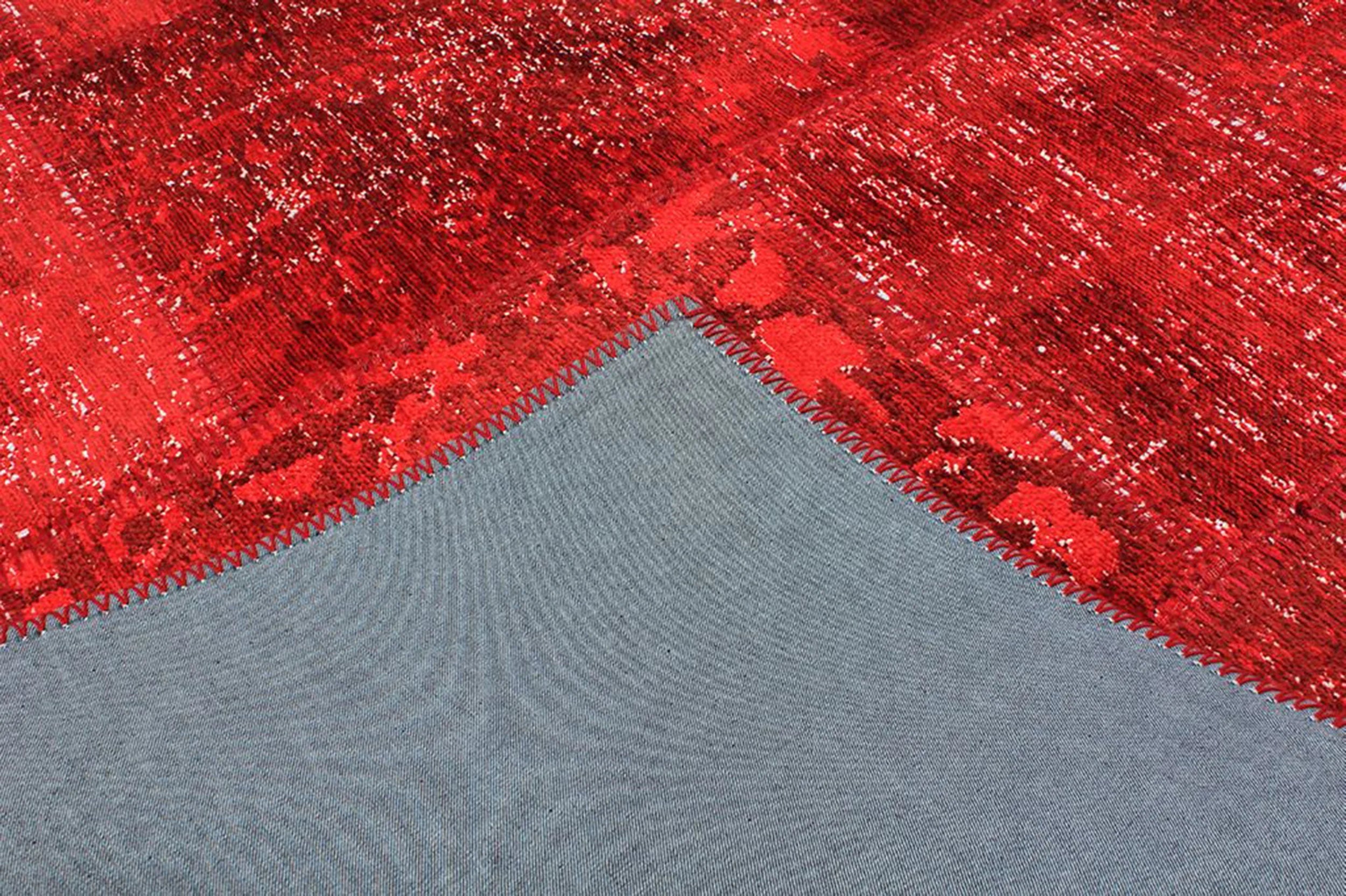 Zelia Red Distressed Patchwork Vintage Rug