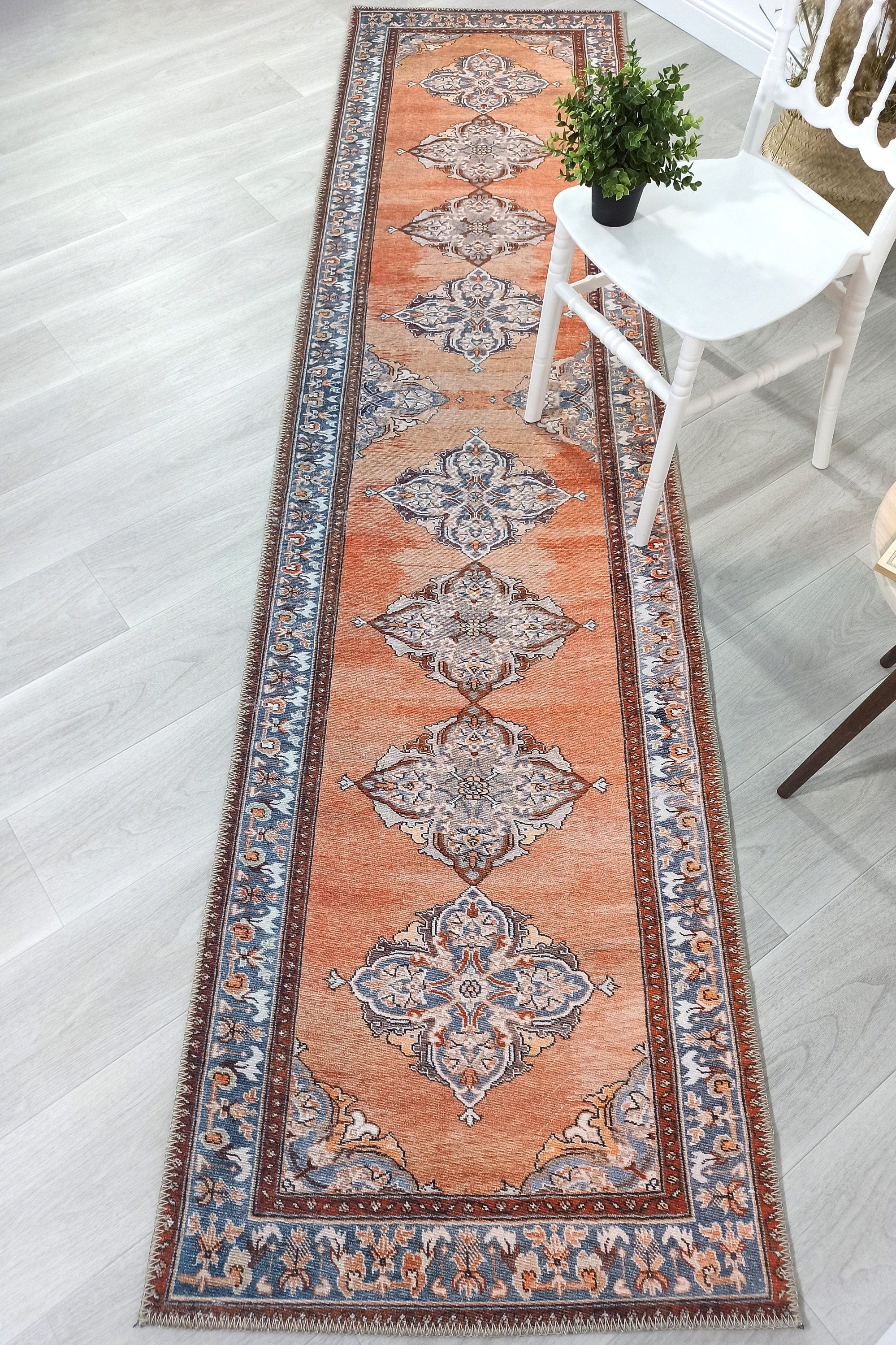Rida-Runner Turkish Orange Vintage Runner Rug