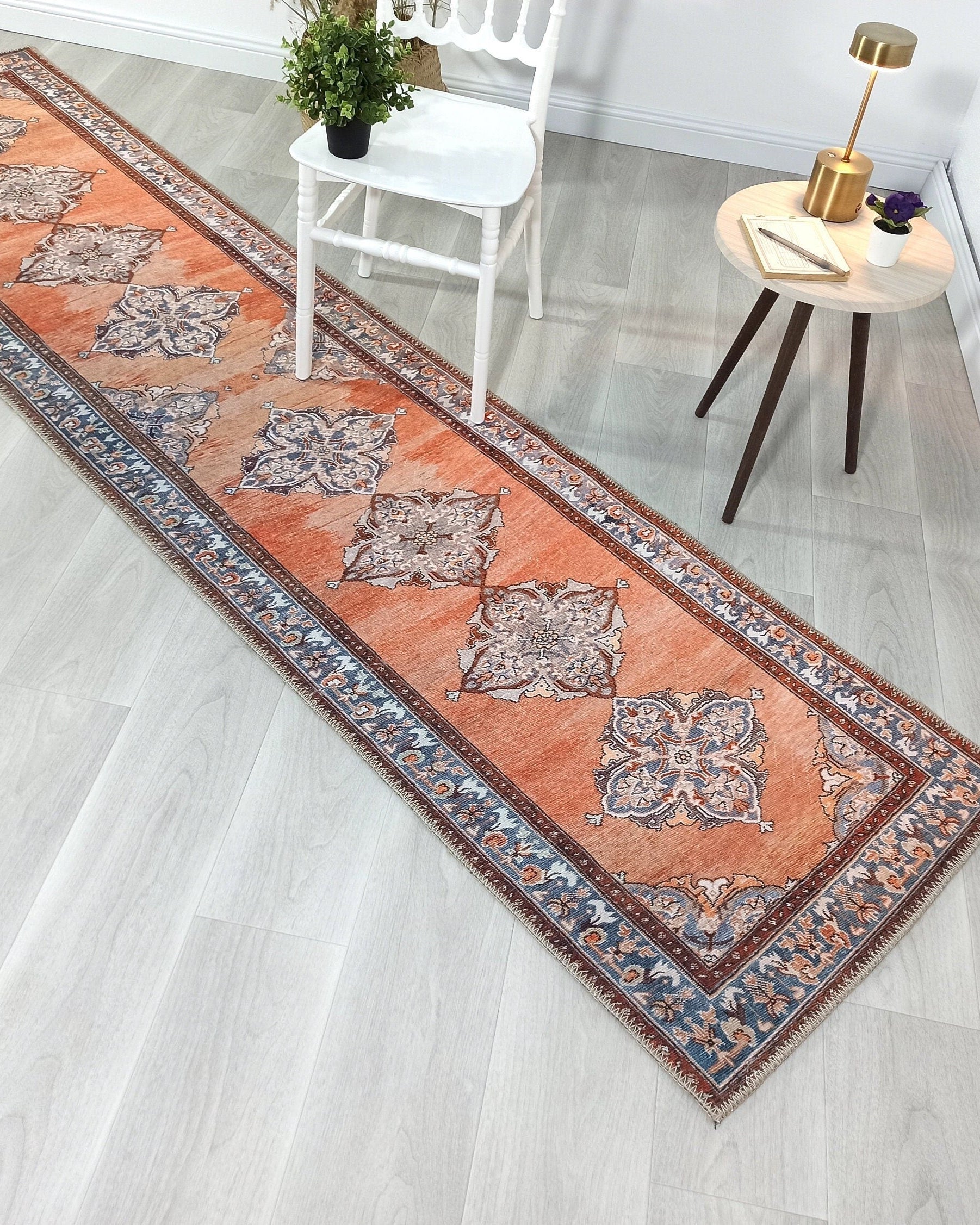 Rida-Runner Turkish Orange Vintage Runner Rug