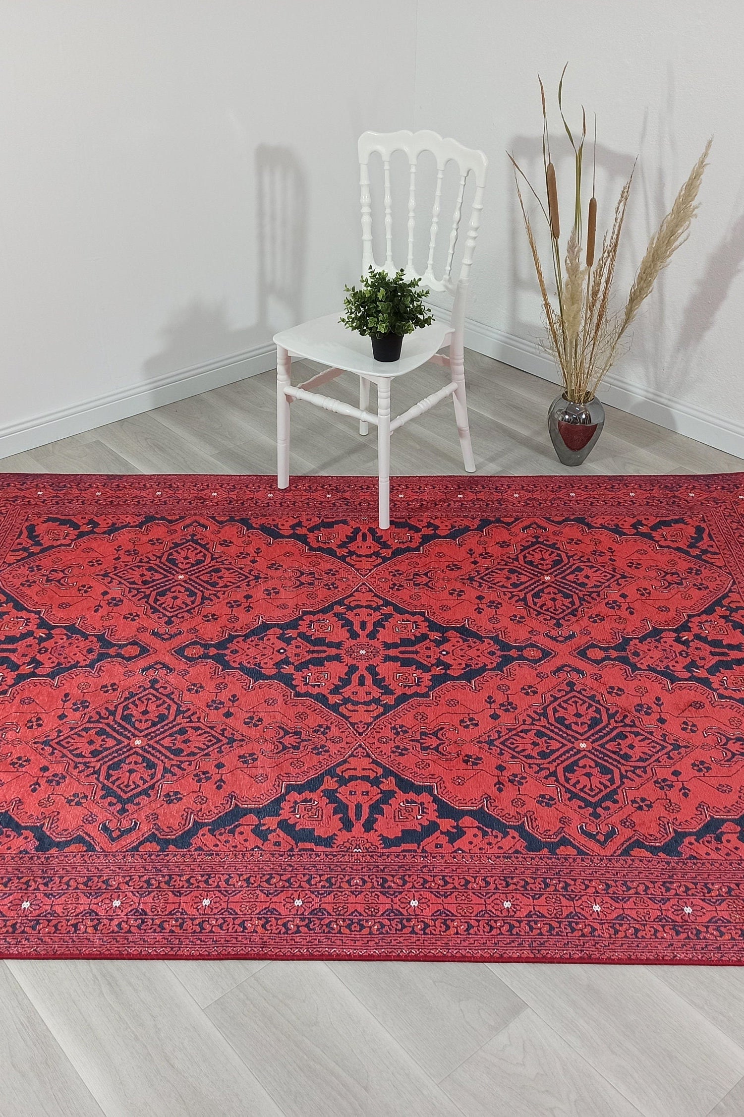 Rihab Red Afghan Oriental Rug