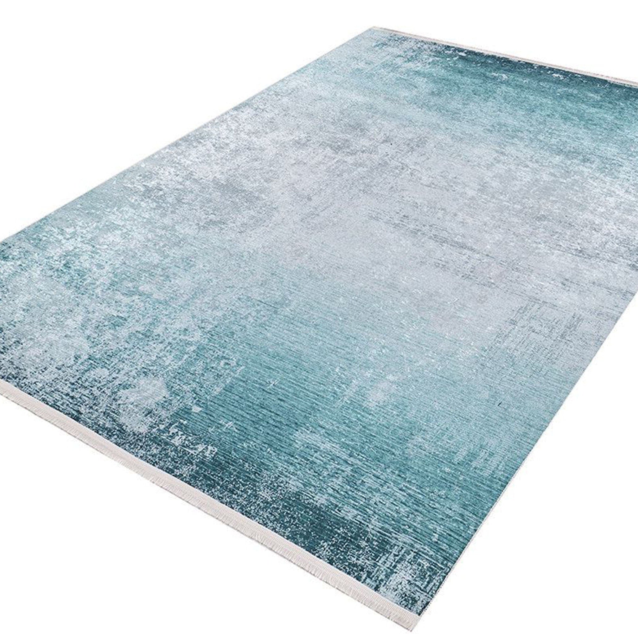 Rima Turquoise Beach Aqua Ocean Abstract Rug