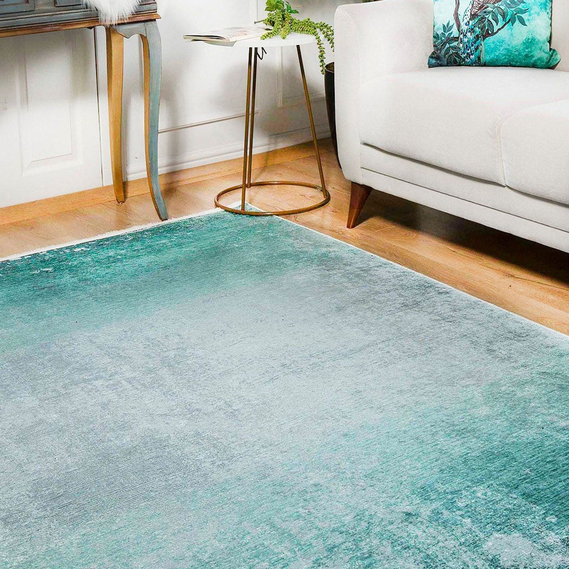 Rima Turquoise Beach Aqua Ocean Abstract Rug