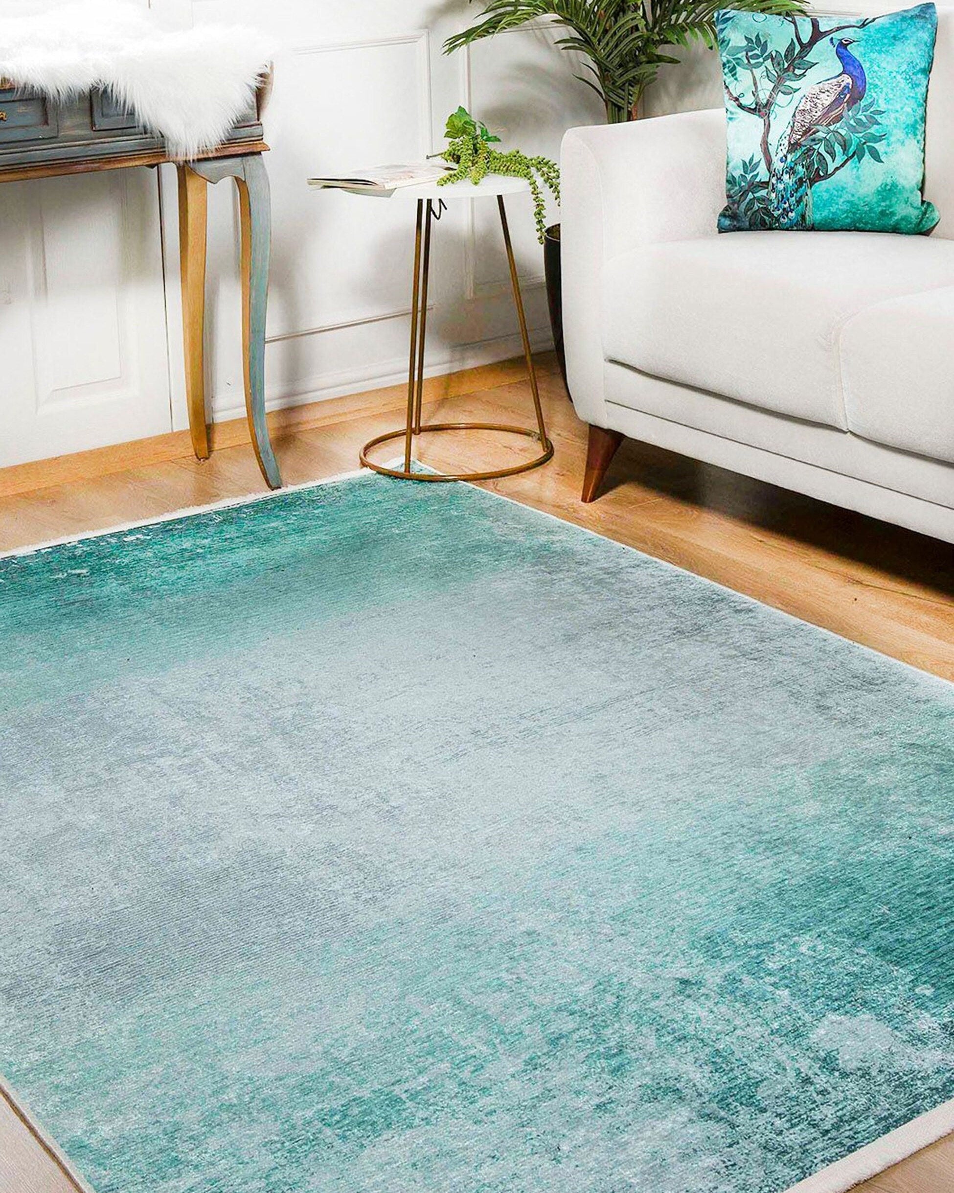 Rima Turquoise Beach Aqua Ocean Abstract Rug