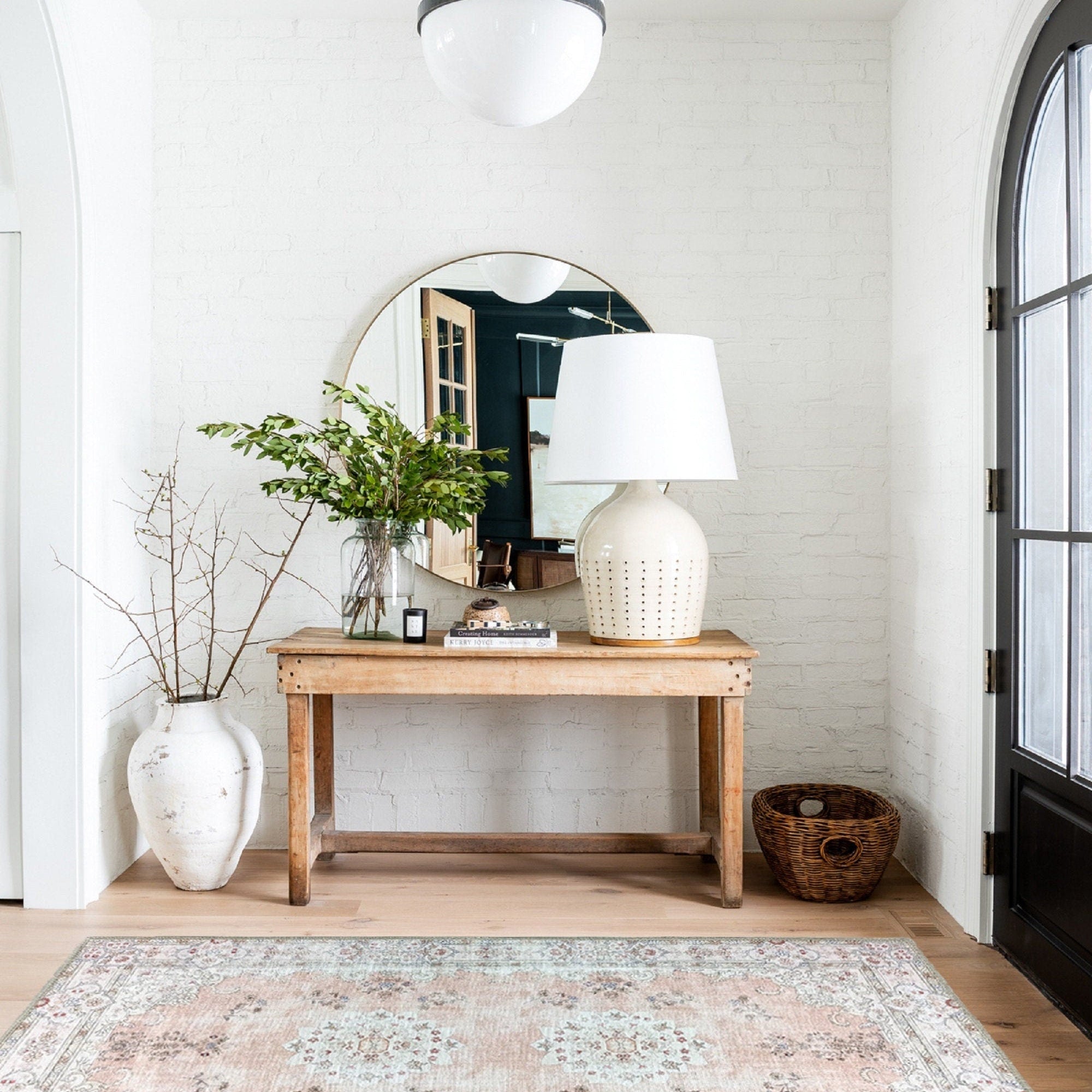 Riza Rug Turkish Muted Beige Dusty Pink Rug