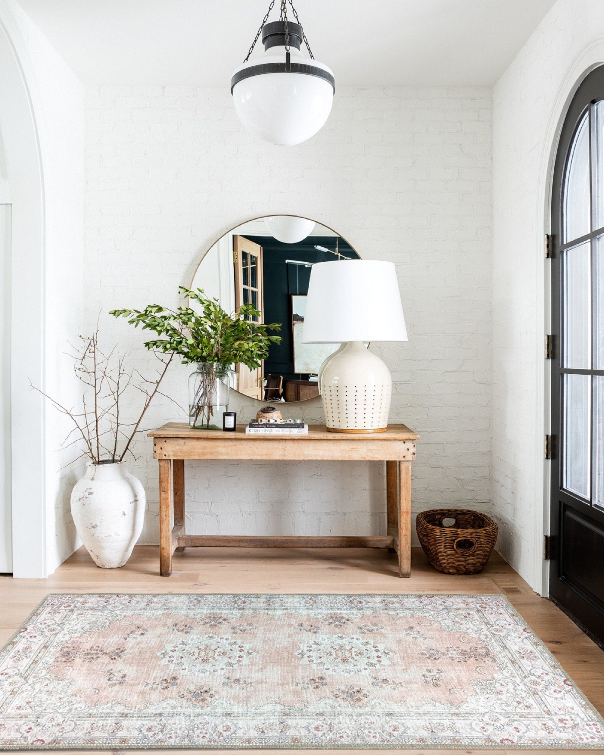 Riza Rug Turkish Muted Beige Dusty Pink Rug