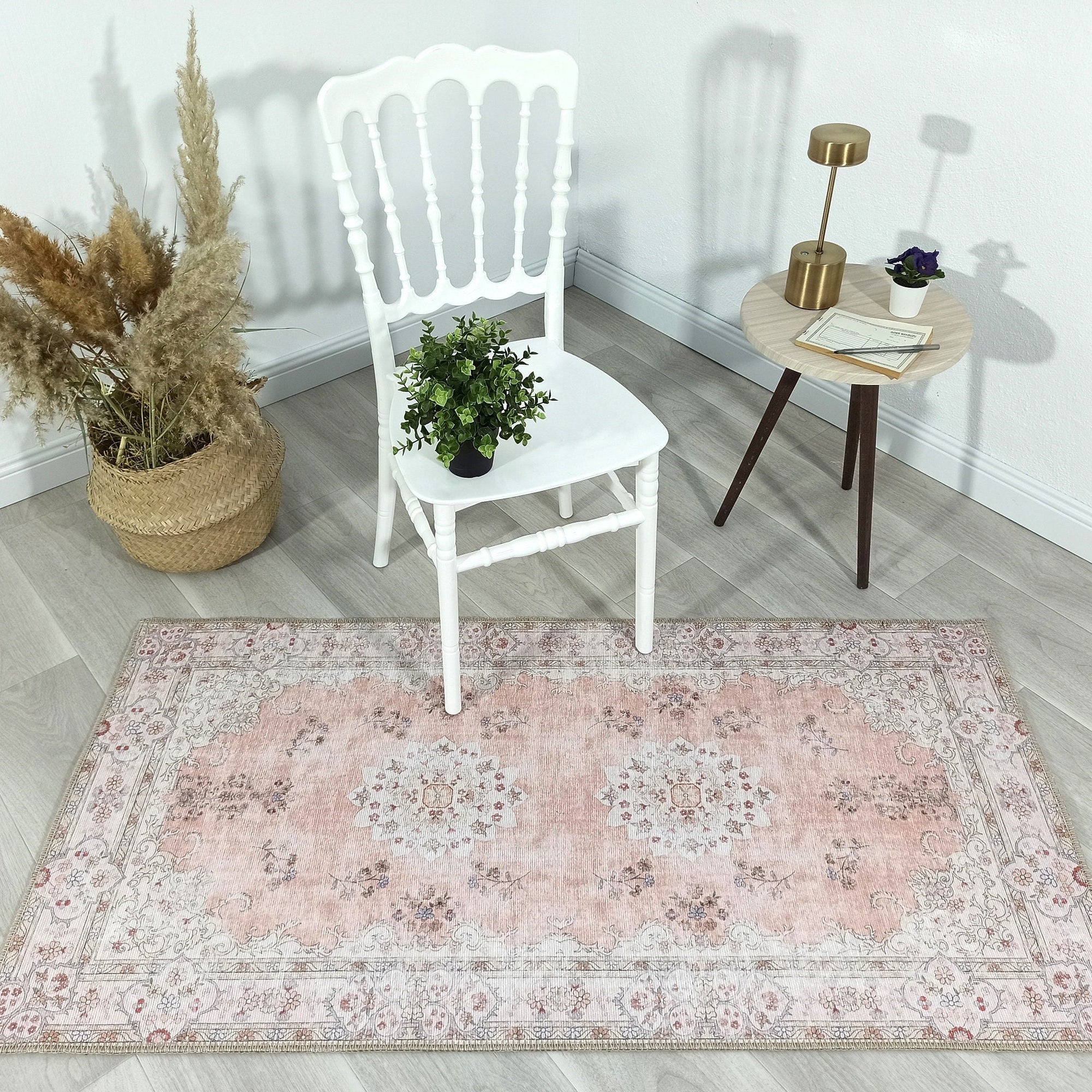 Riza Rug Turkish Muted Beige Dusty Pink Rug
