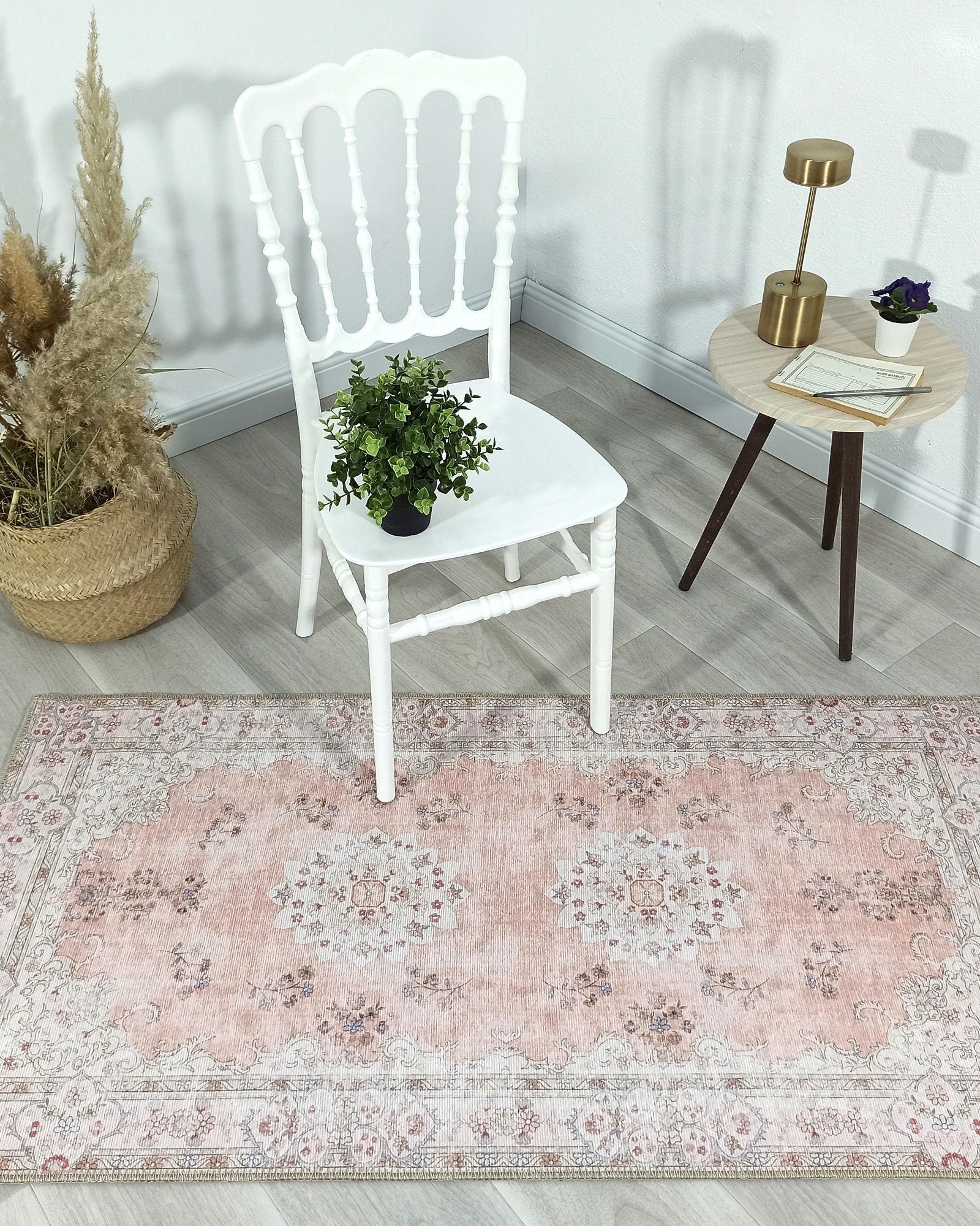 Riza Rug Turkish Muted Beige Dusty Pink Rug