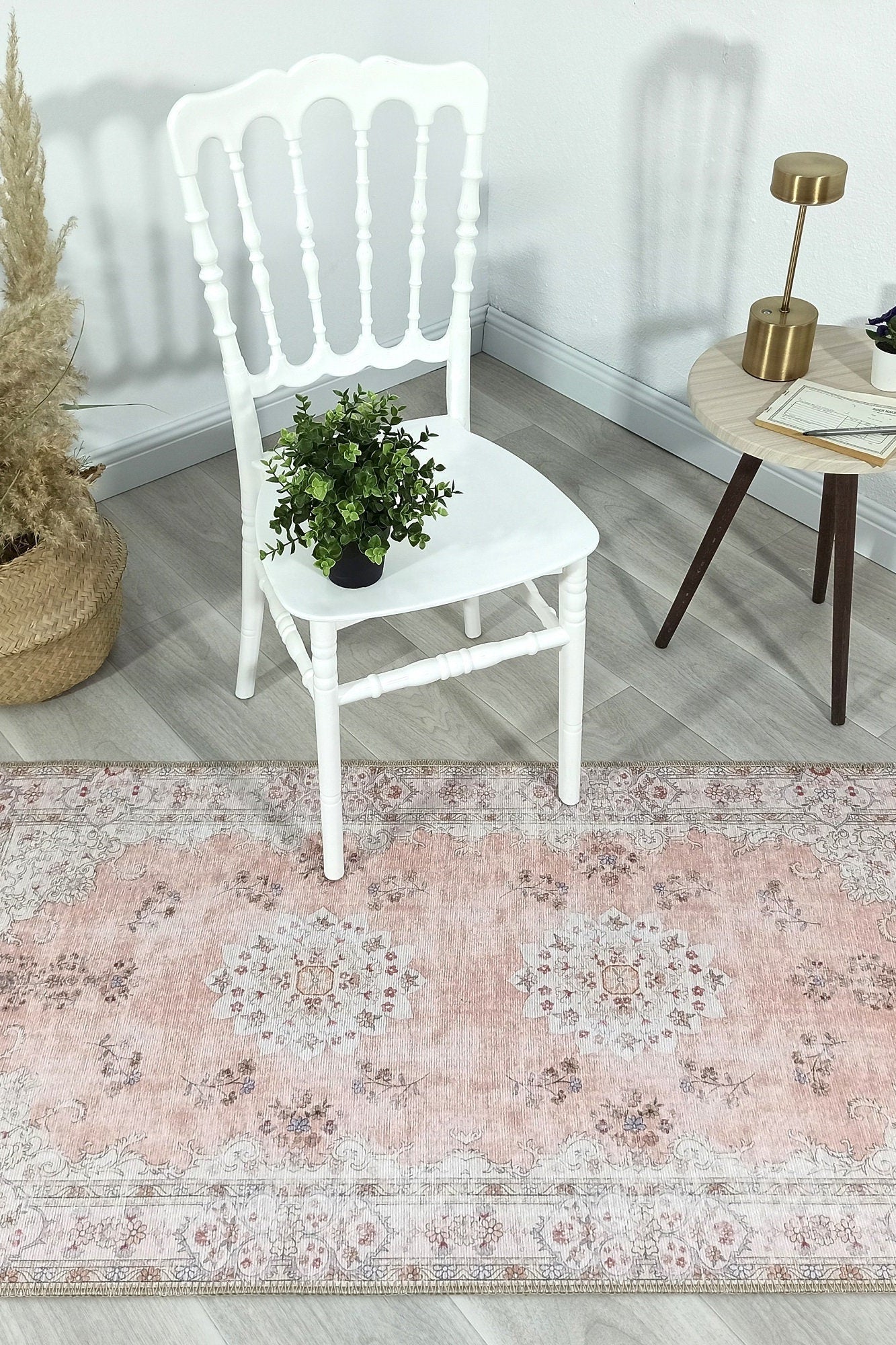 Riza Rug Turkish Muted Beige Dusty Pink Rug