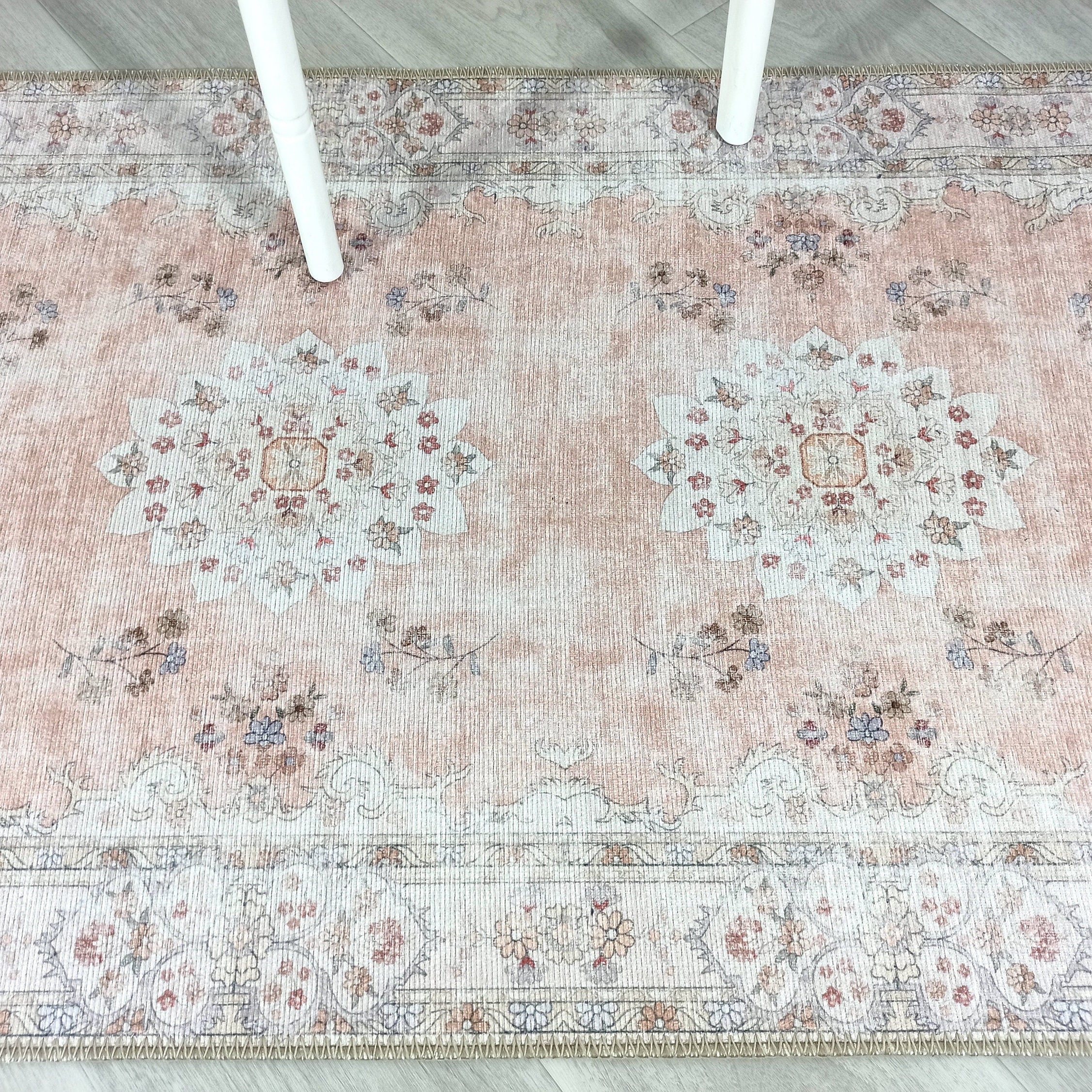 Riza Rug Turkish Muted Beige Dusty Pink Rug