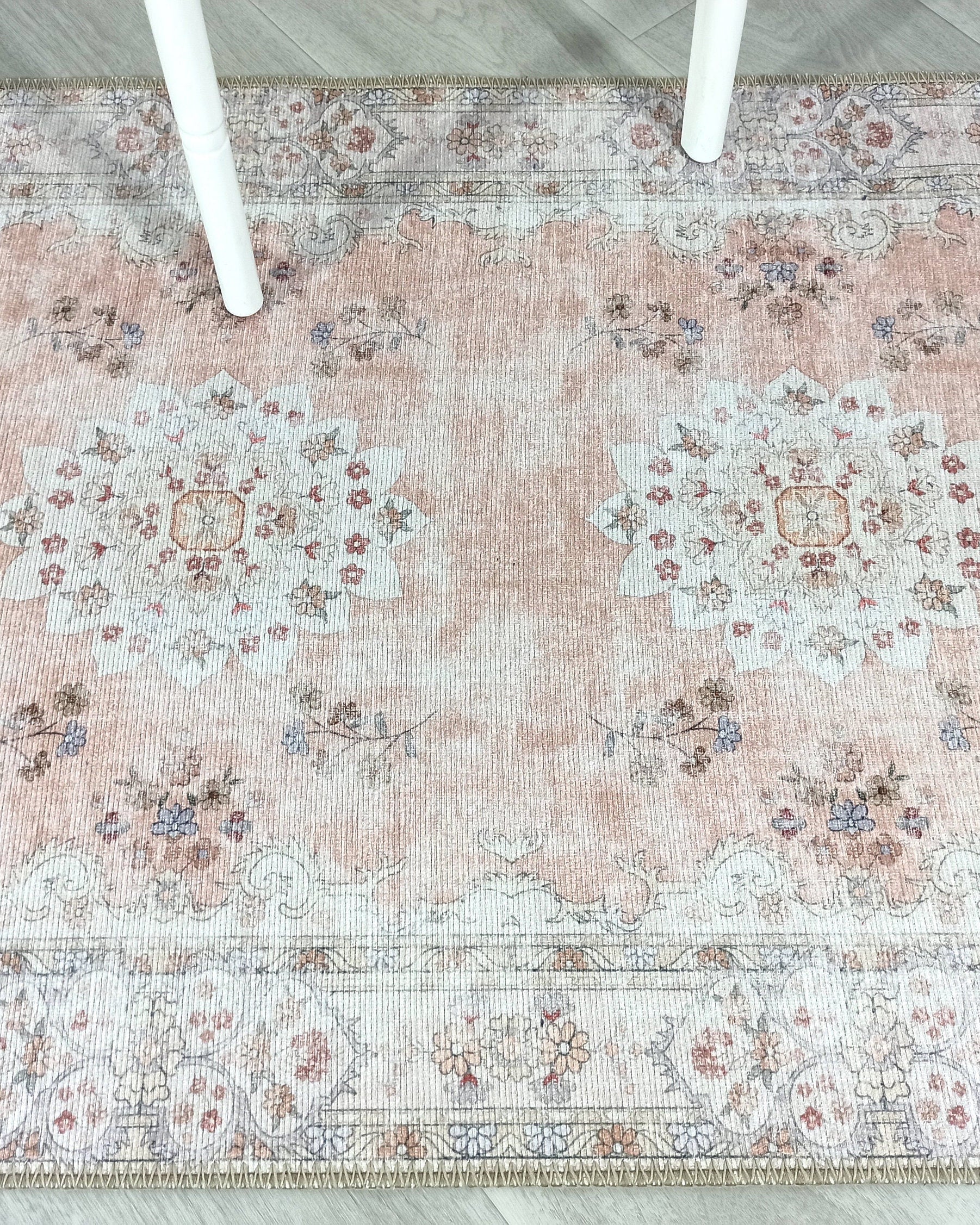 Riza Rug Turkish Muted Beige Dusty Pink Rug
