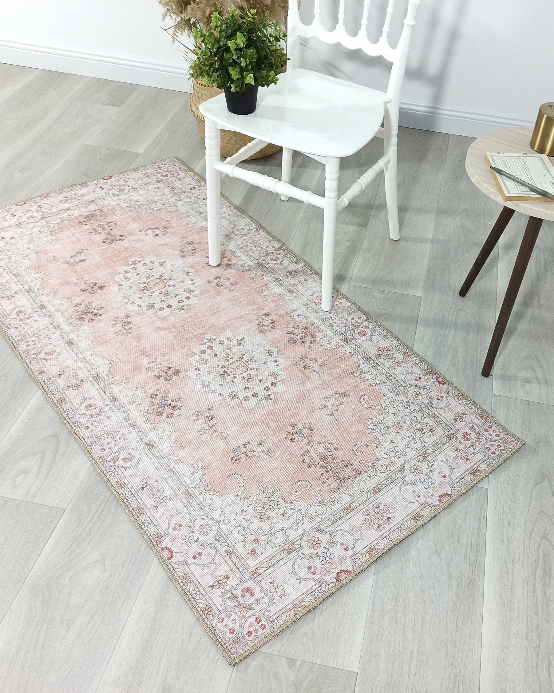 Riza Rug Turkish Muted Beige Dusty Pink Rug