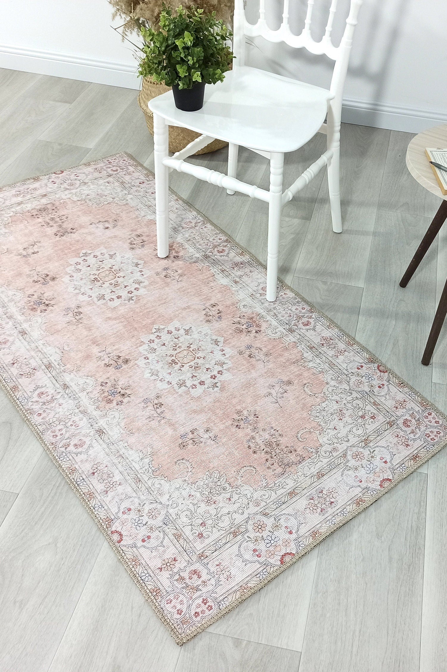 Riza Rug Turkish Muted Beige Dusty Pink Rug