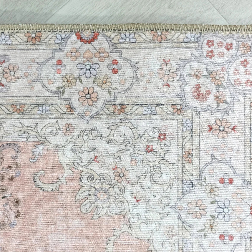 Riza Rug Turkish Muted Beige Dusty Pink Rug
