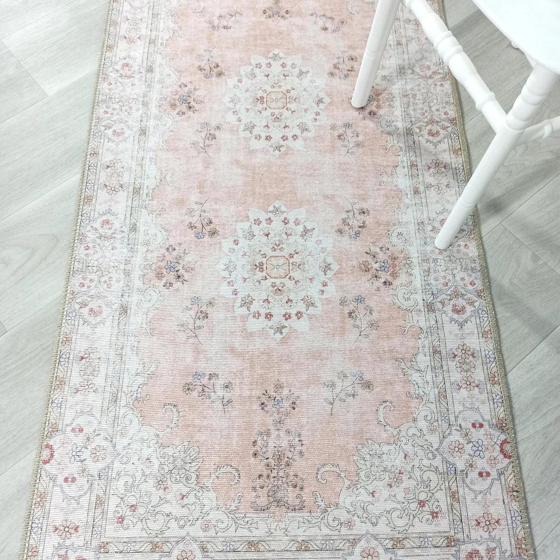 Riza Rug Turkish Muted Beige Dusty Pink Rug