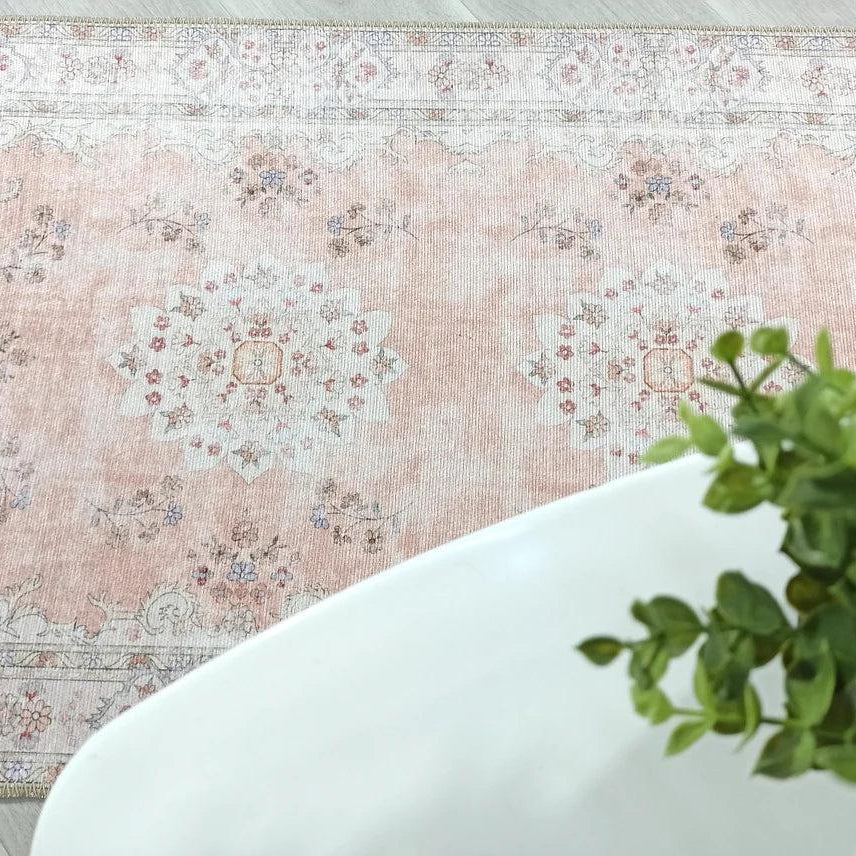 Riza Rug Turkish Muted Beige Dusty Pink Rug