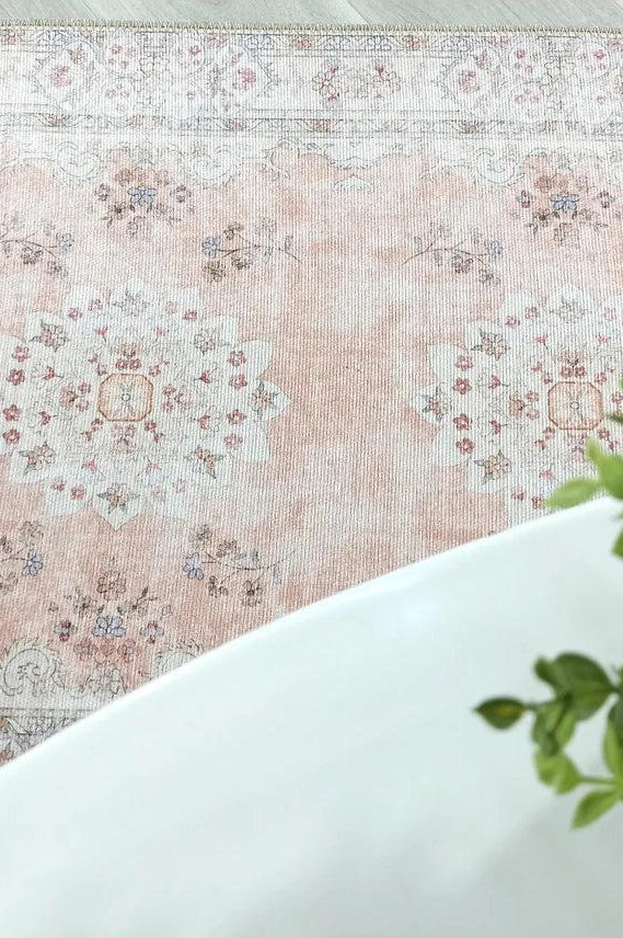Riza Rug Turkish Muted Beige Dusty Pink Rug