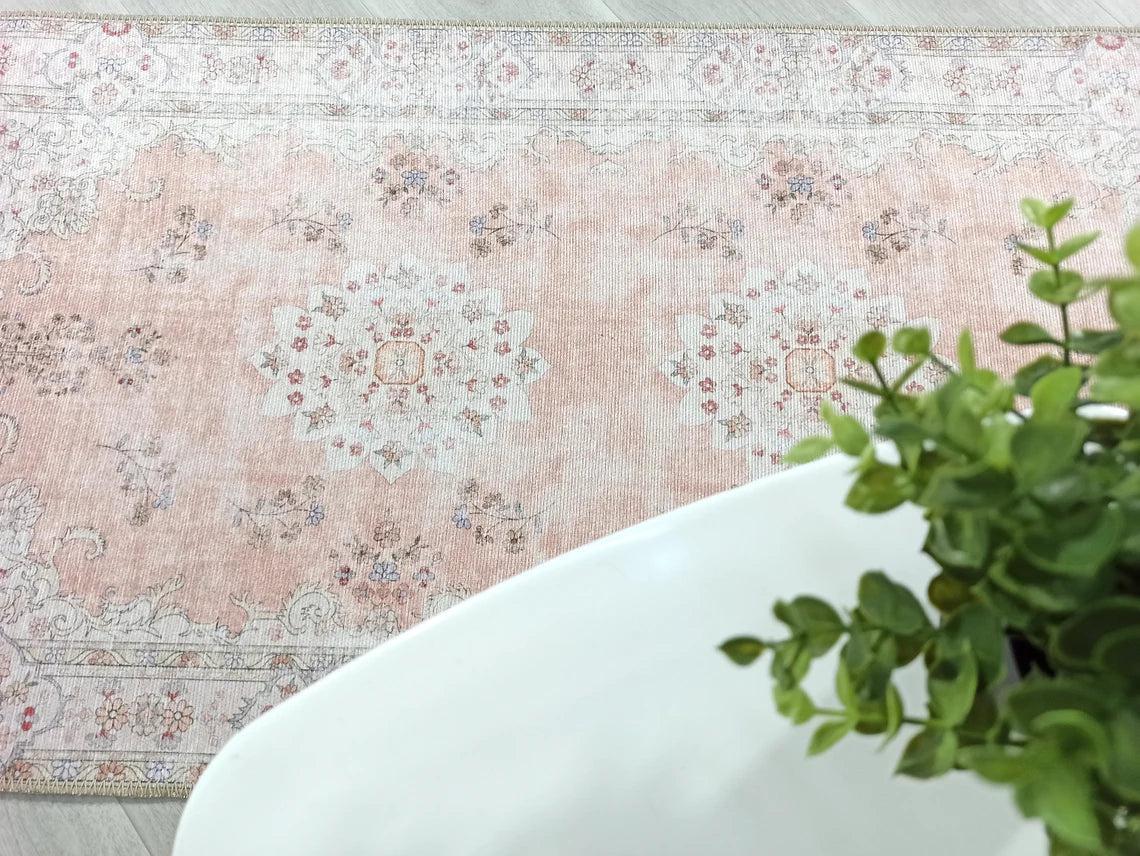 Riza Rug Turkish Muted Beige Dusty Pink Rug