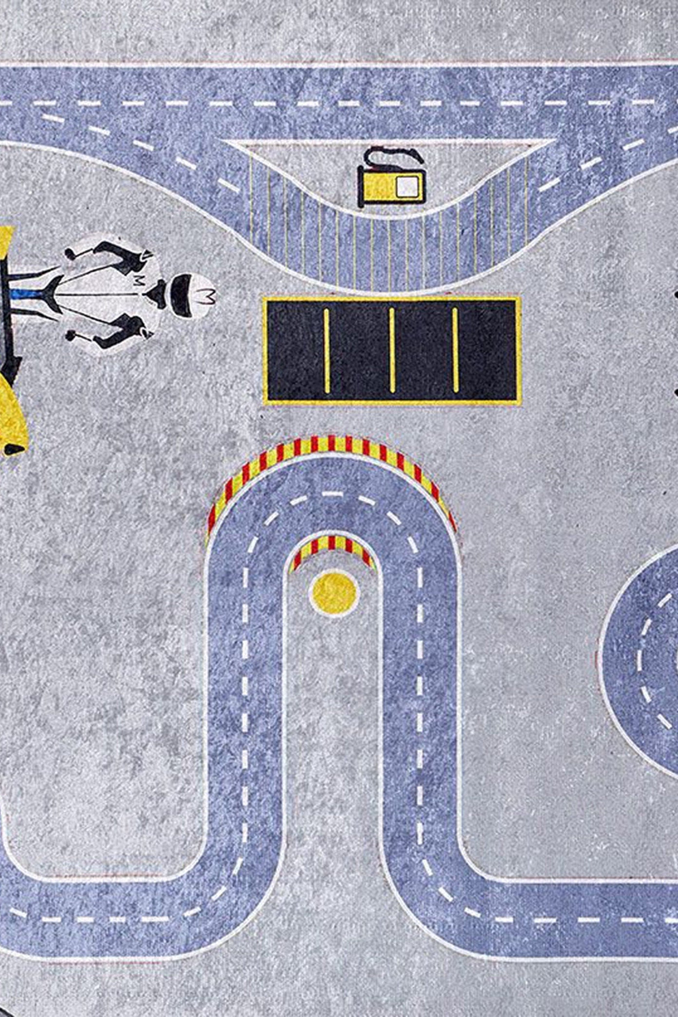 RoadF Traffic Map Kids Gray Play Rug