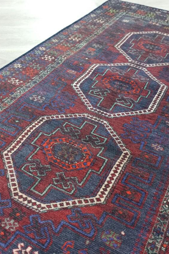 Rofa Rug Afghan Navy Blue Red Baluch Rug