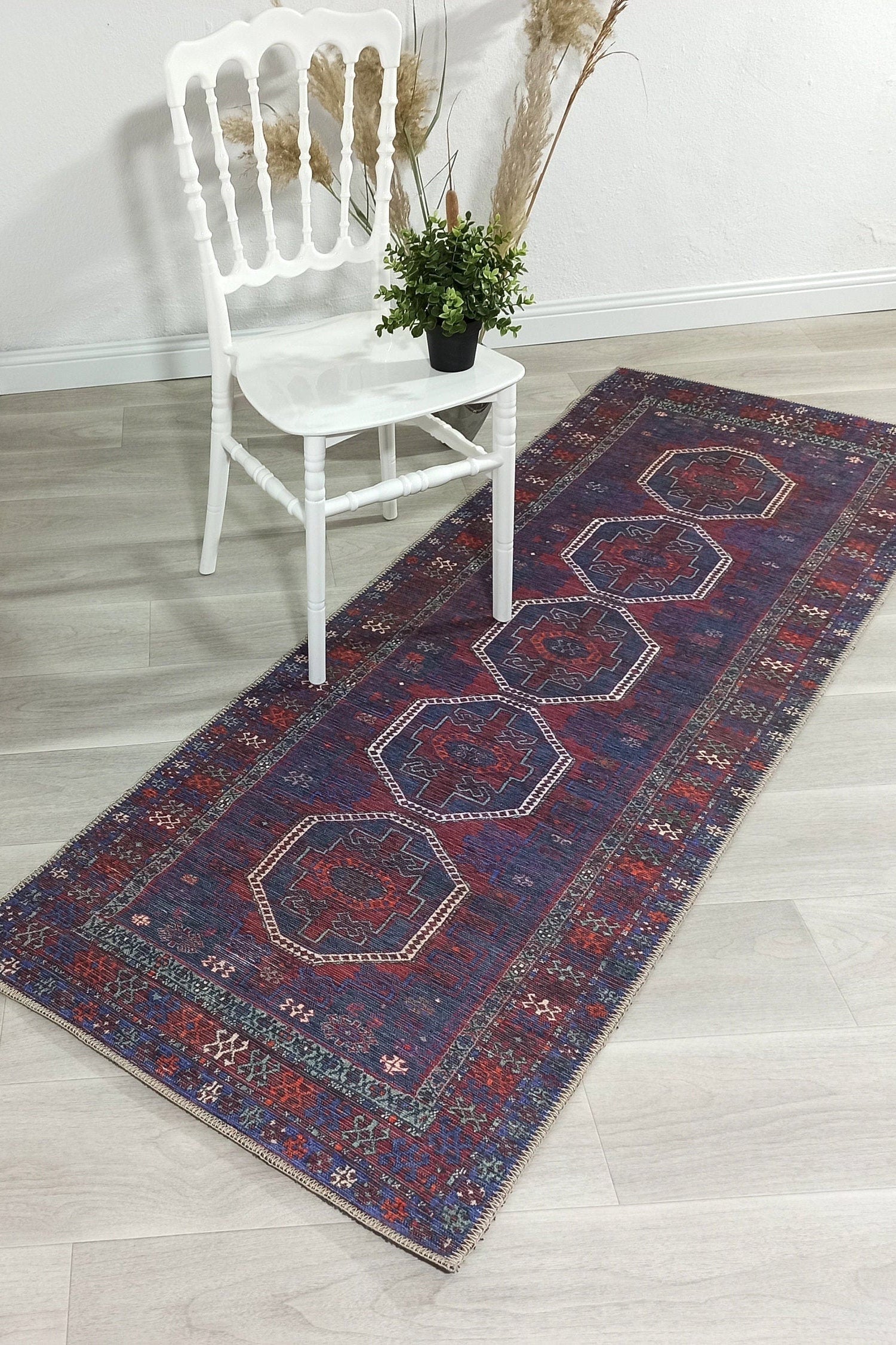 Rofa Rug Afghan Navy Blue Red Baluch Rug