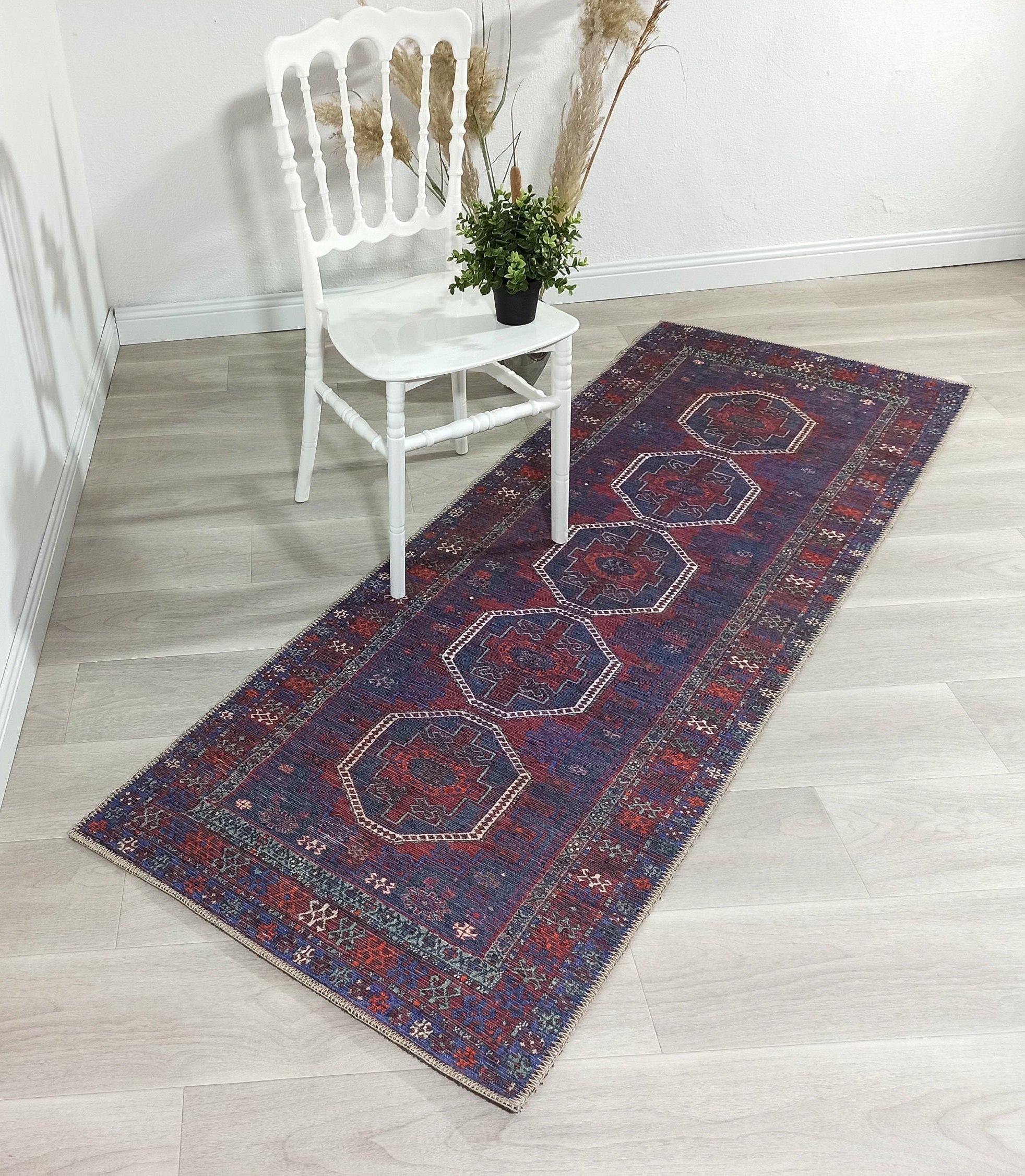 Rofa Rug Afghan Navy Blue Red Baluch Rug